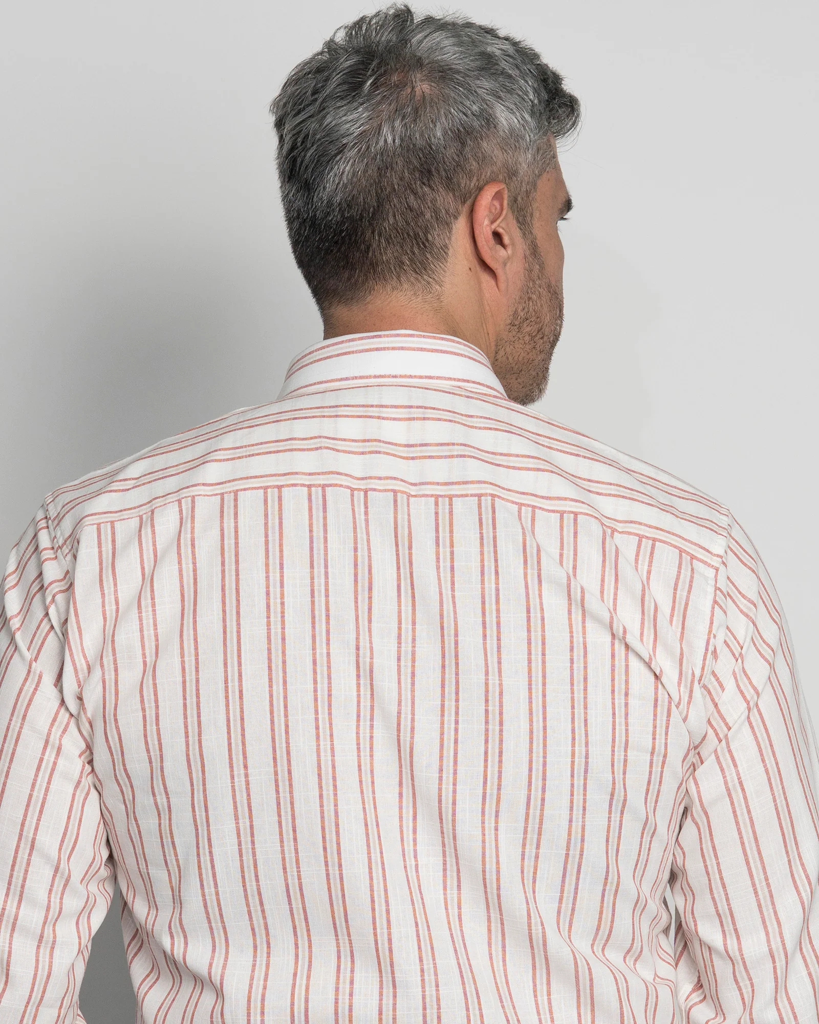 Camisa Algodón Beige Raya Vino Tinto - Image 8