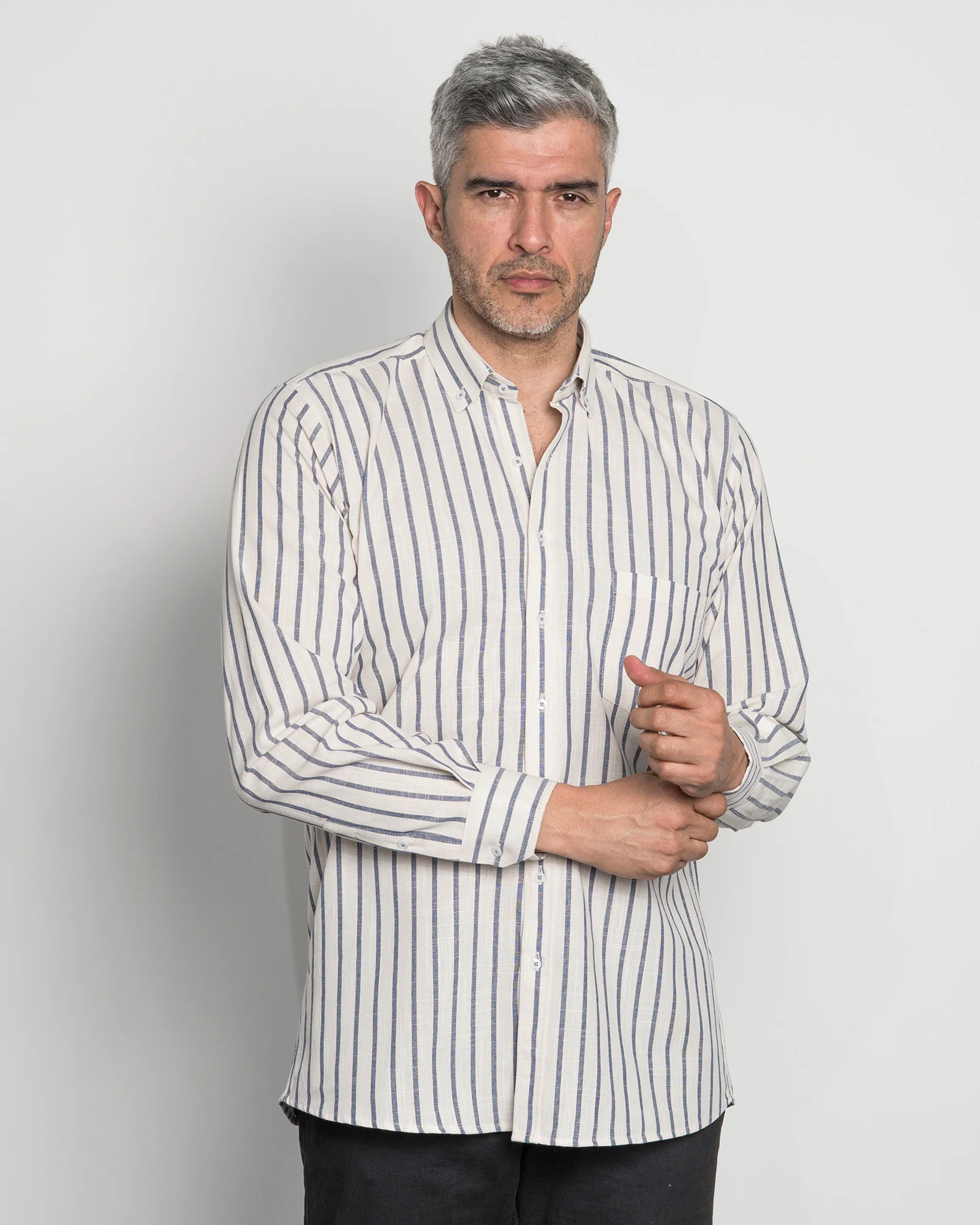 Camisa Algodón Raya Azul - Image 2