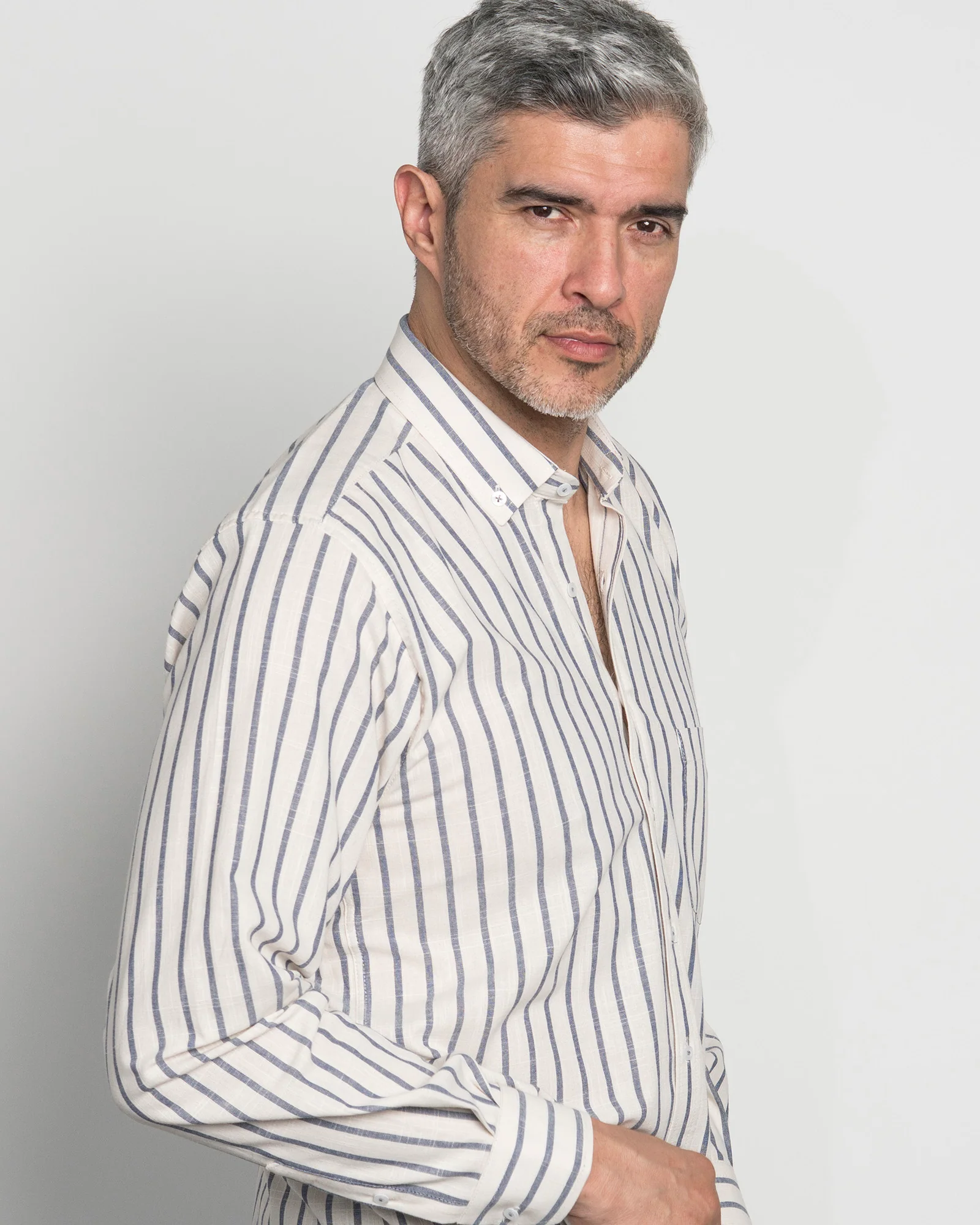 Camisa Algodón Raya Azul - Image 3