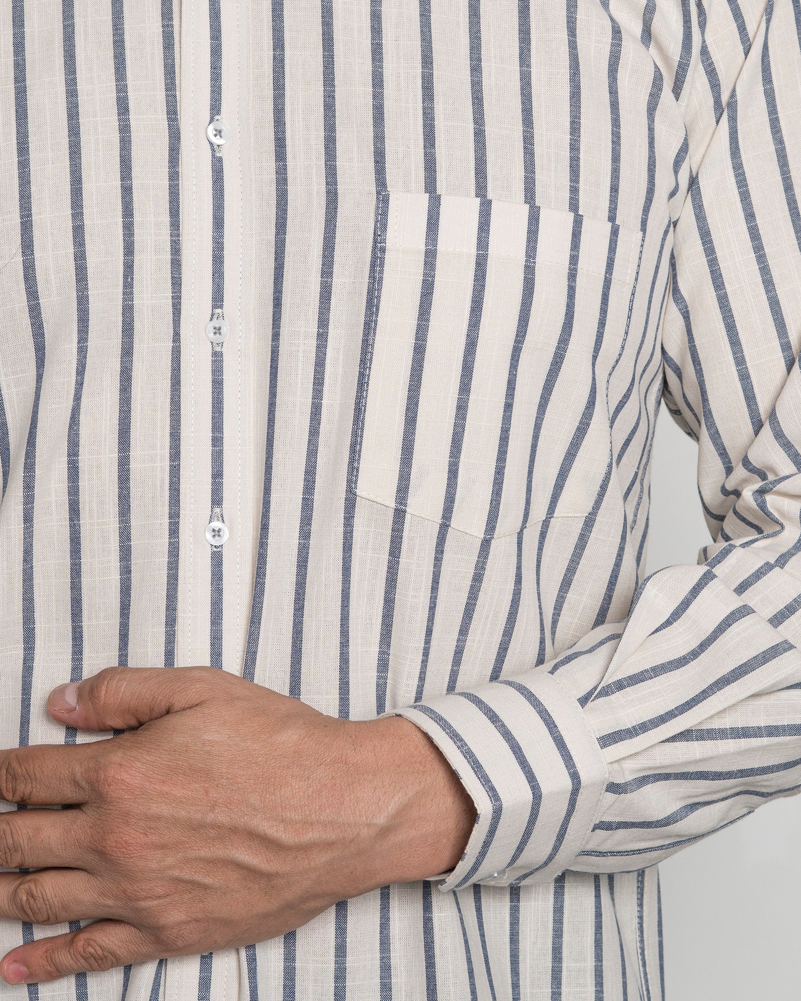 Camisa Algodón Raya Azul - Image 8