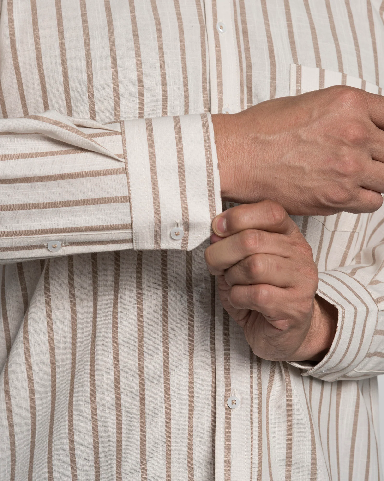 Camisa Algodon Rayas Beige - Image 3