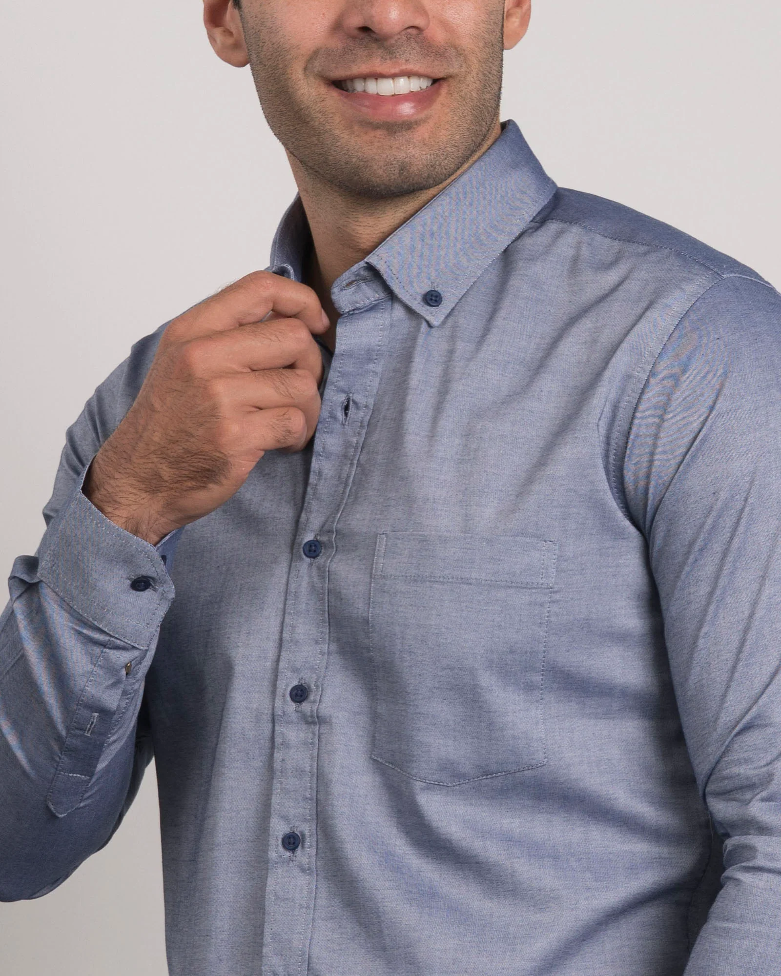 Camisa Algodón Solo Fondo Azul - Image 3