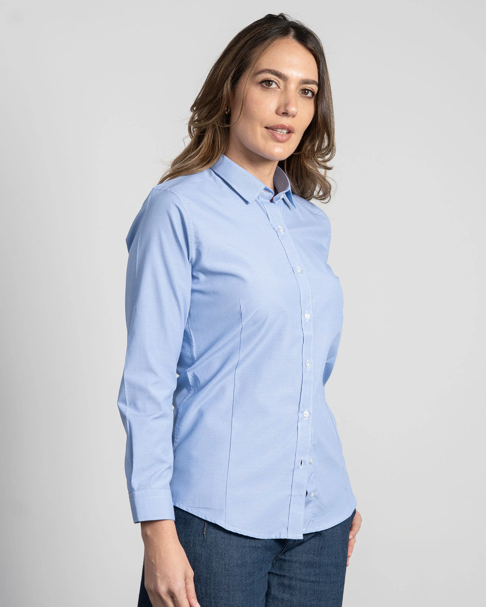 Camisa Azul Clara Rayas 2 Mujer - Image 3