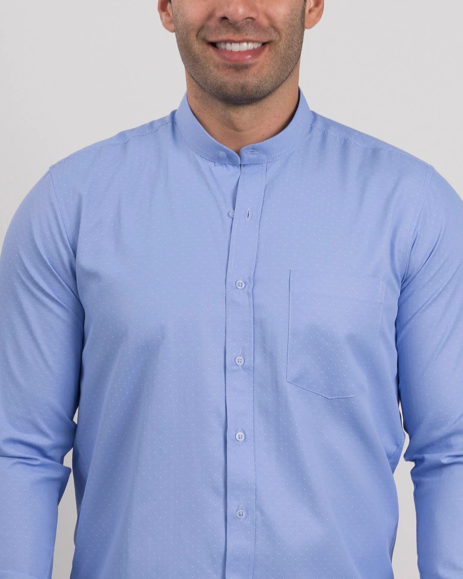 Camisa Azul Claro Cuello Mao - Image 3