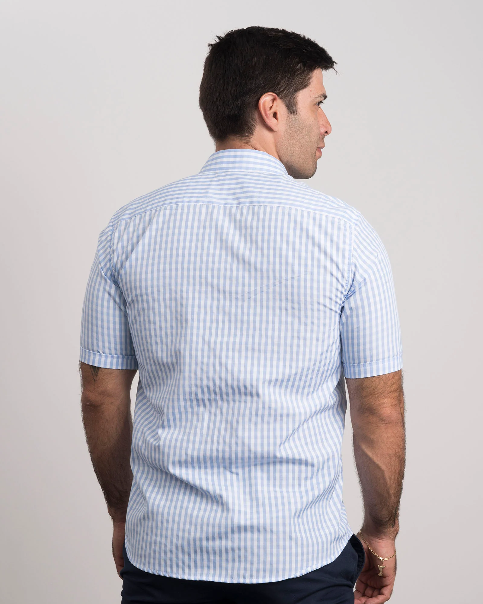 Camisa Cuadros Manga Corta Azul Celeste - Image 5