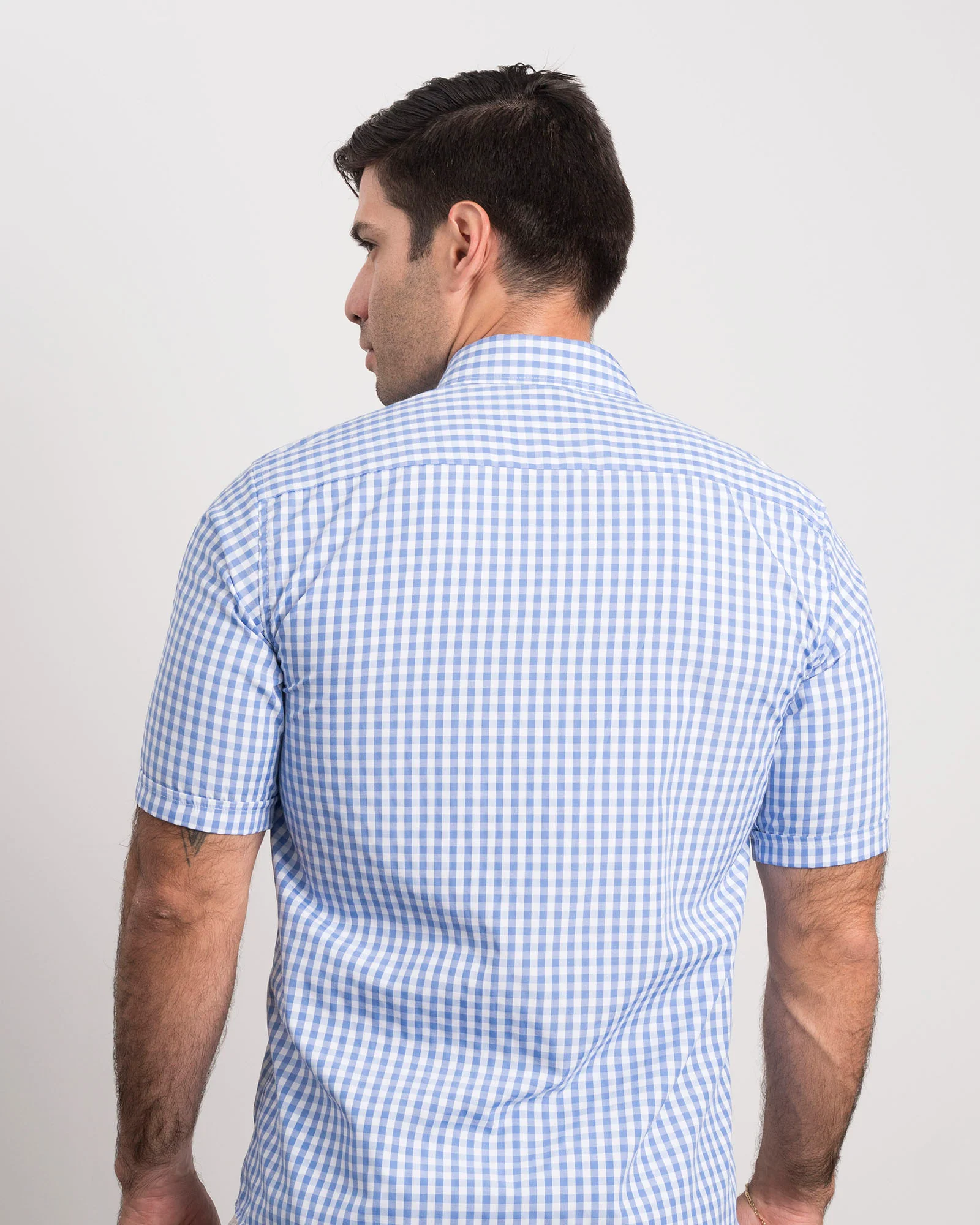 Camisa Cuadros Manga Corta Azul Claro - Image 5
