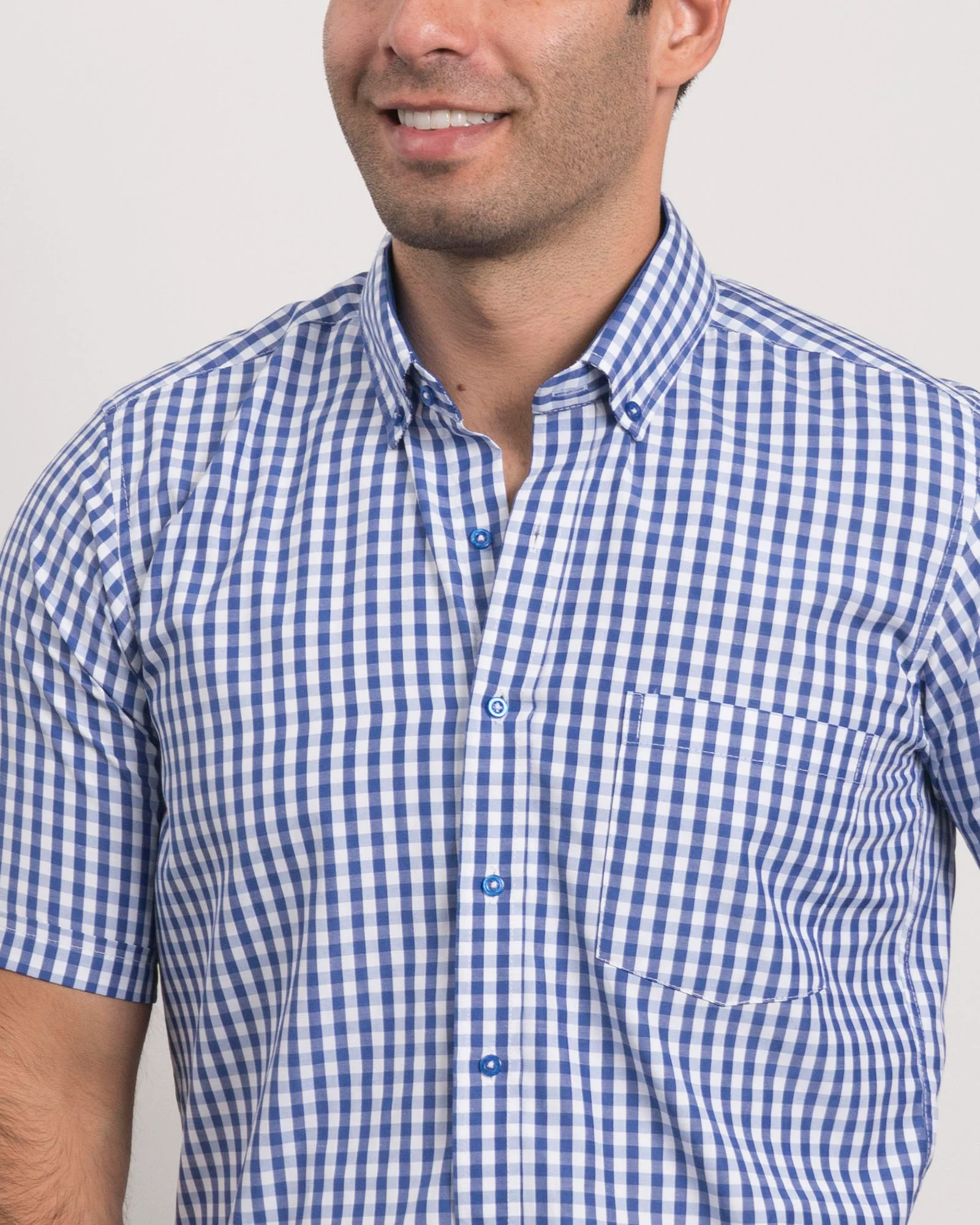 Camisa Cuadros Manga Corta Azul Marino - Image 4