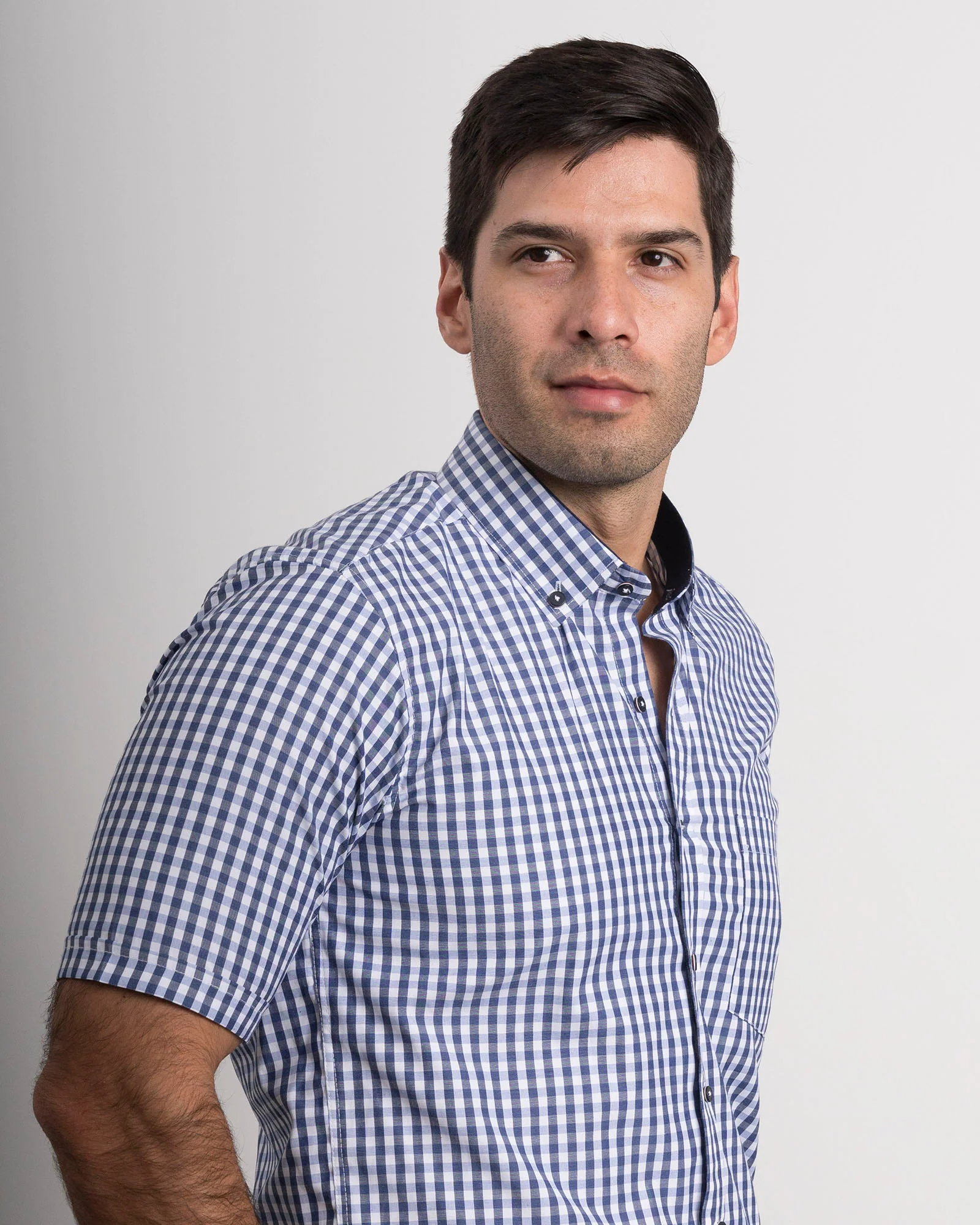 Camisa Cuadros Manga Corta Azul Oscuro - Image 4