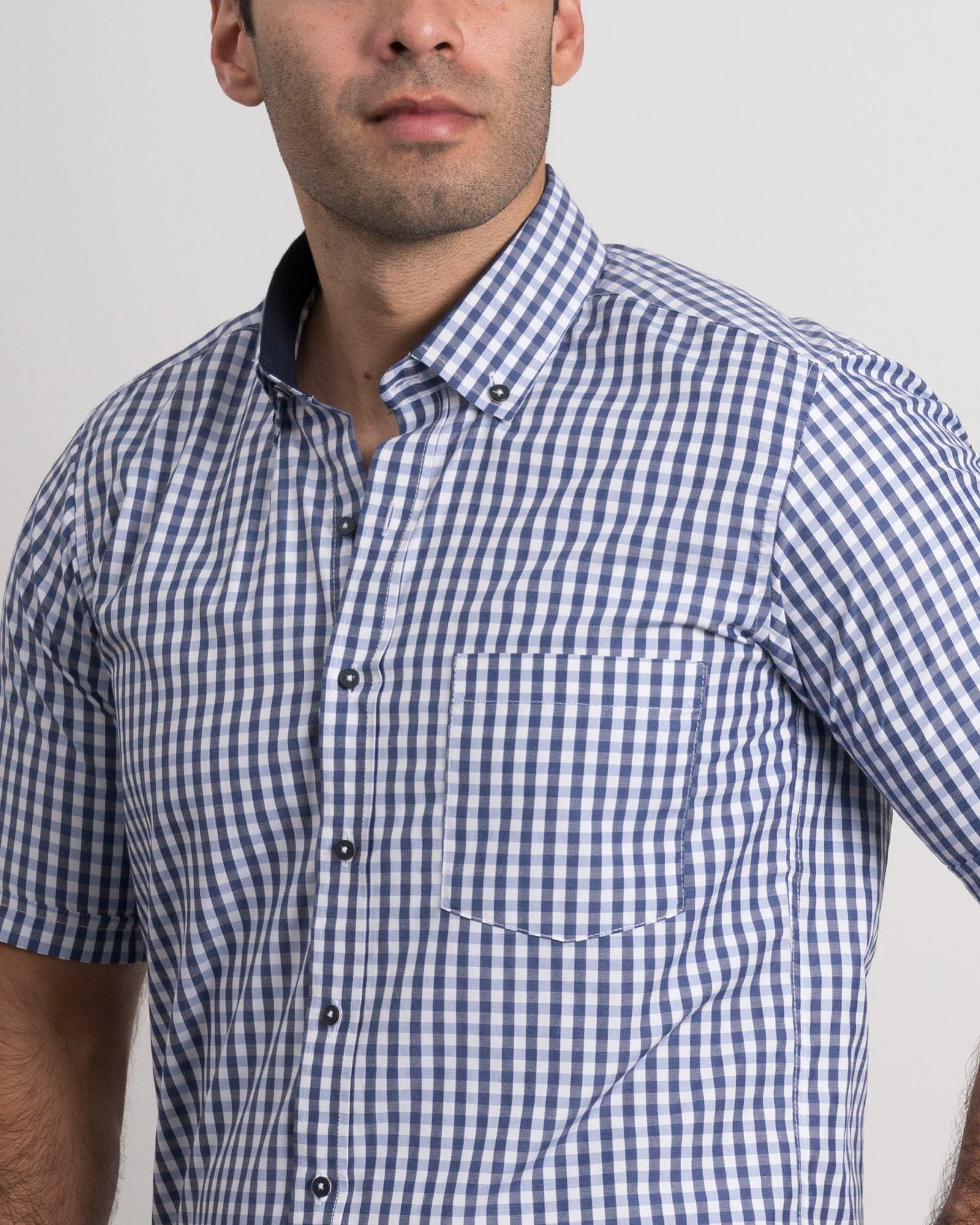 Camisa Cuadros Manga Corta Azul Oscuro - Image 5