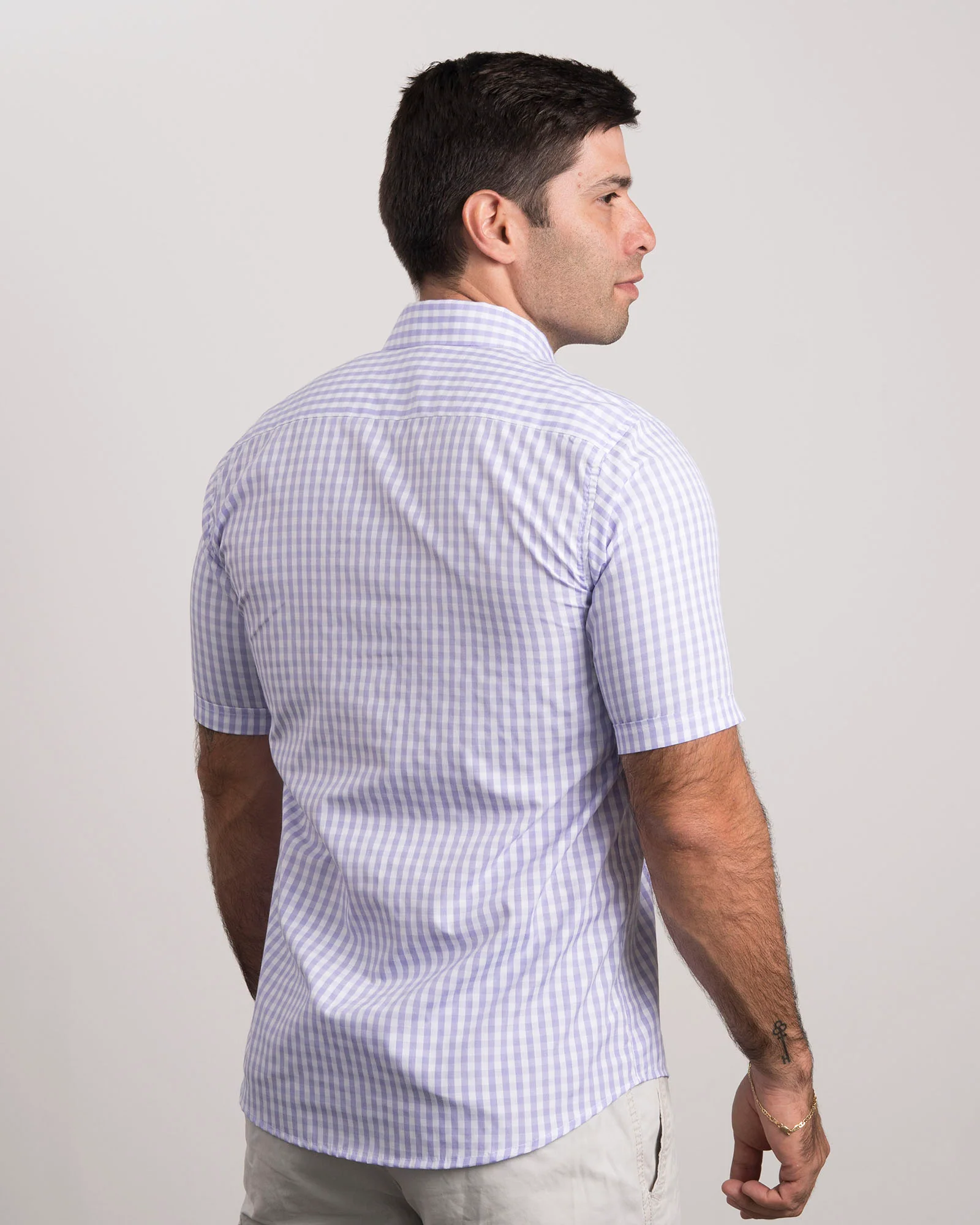 Camisa Cuadros Manga Corta Lila - Image 6