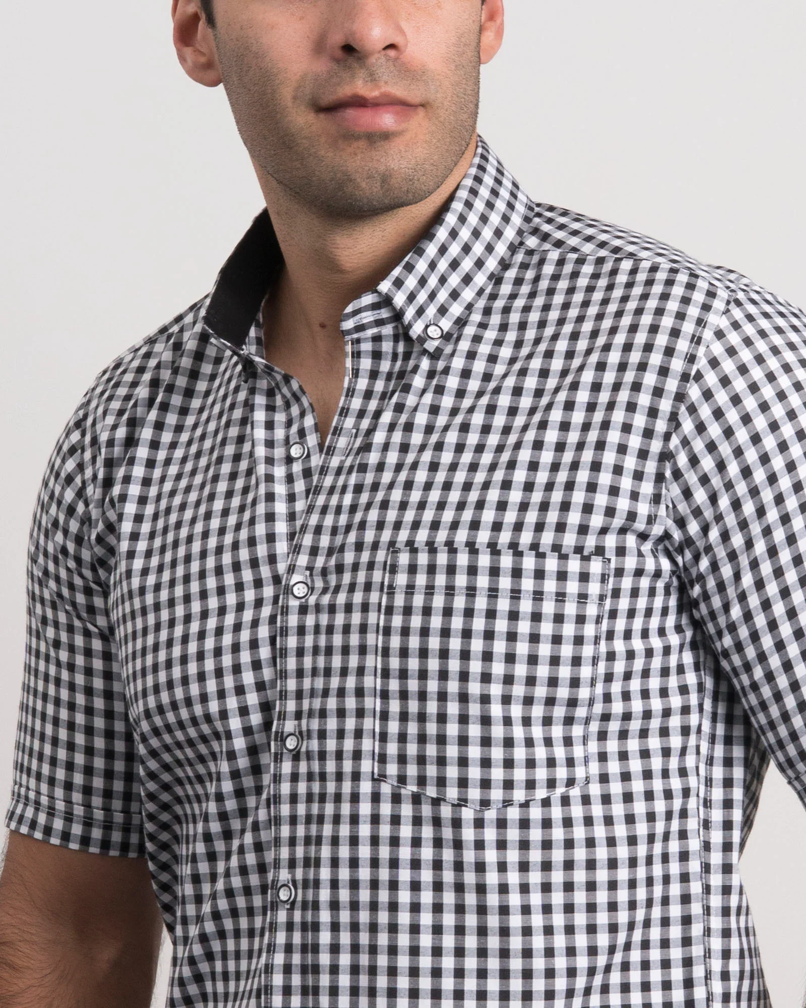 Camisa Cuadros Manga Corta Negra - Image 3