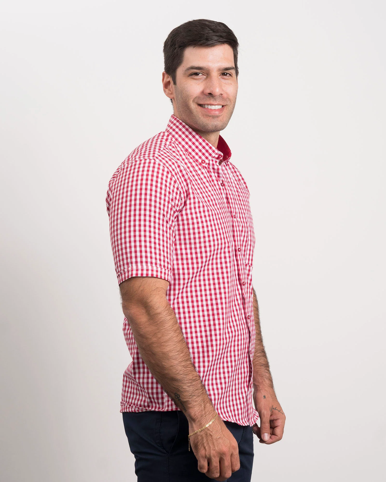 Camisa Cuadros Manga Corta Roja - Image 3