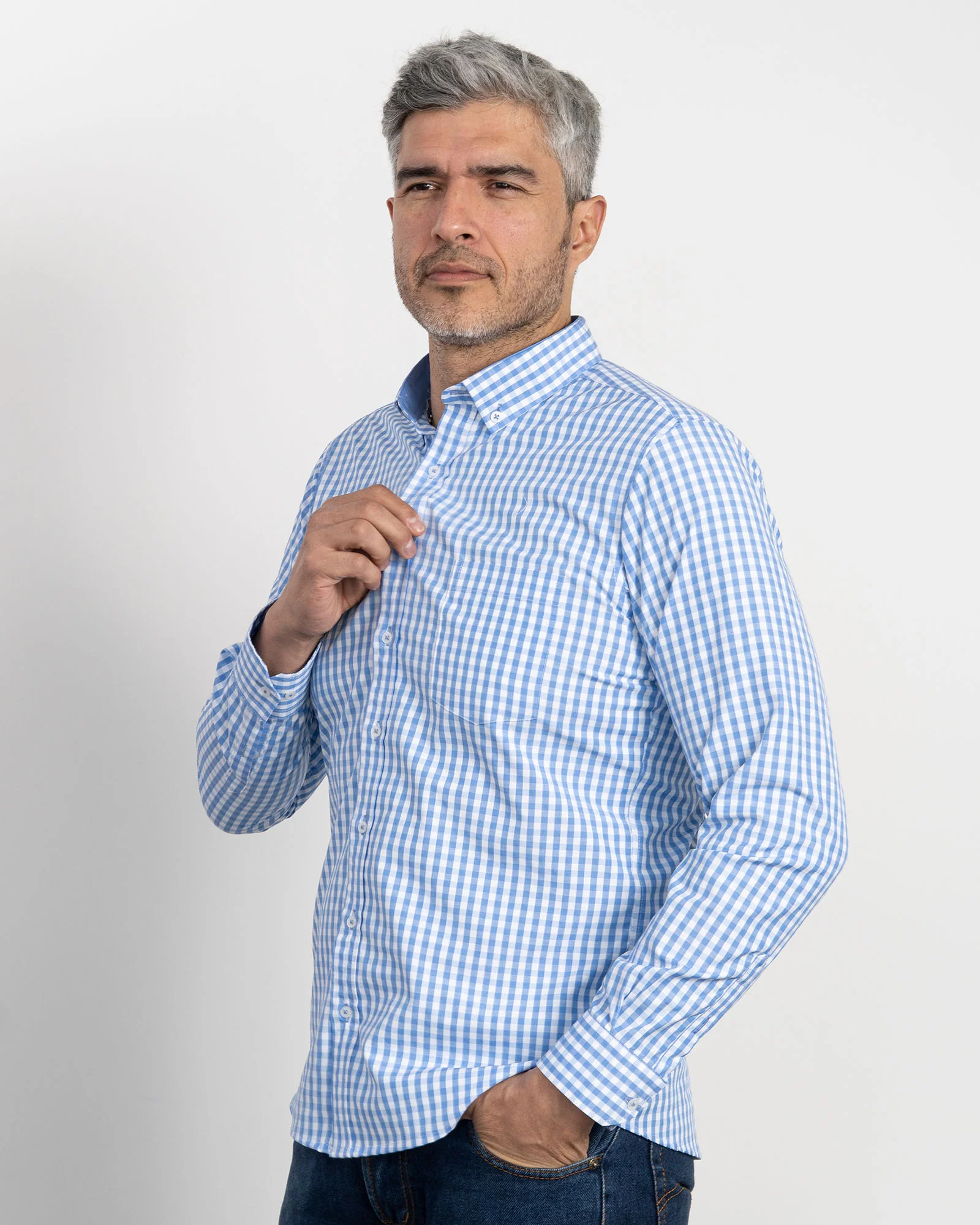 Camisa Cuadros Unicolor Azul Clara1 - Image 4