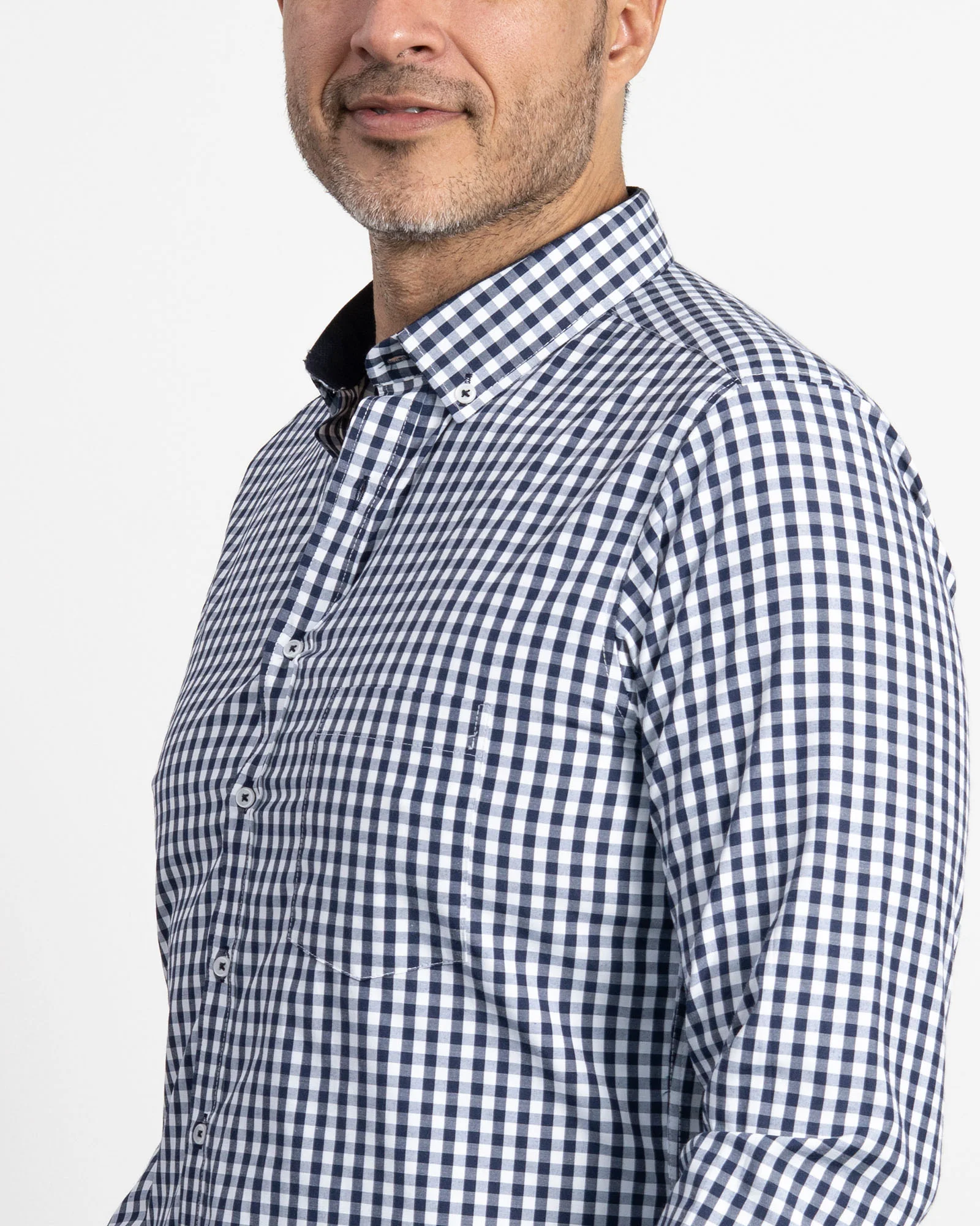 Camisa Cuadros Unicolor Azul Oscura - Image 4