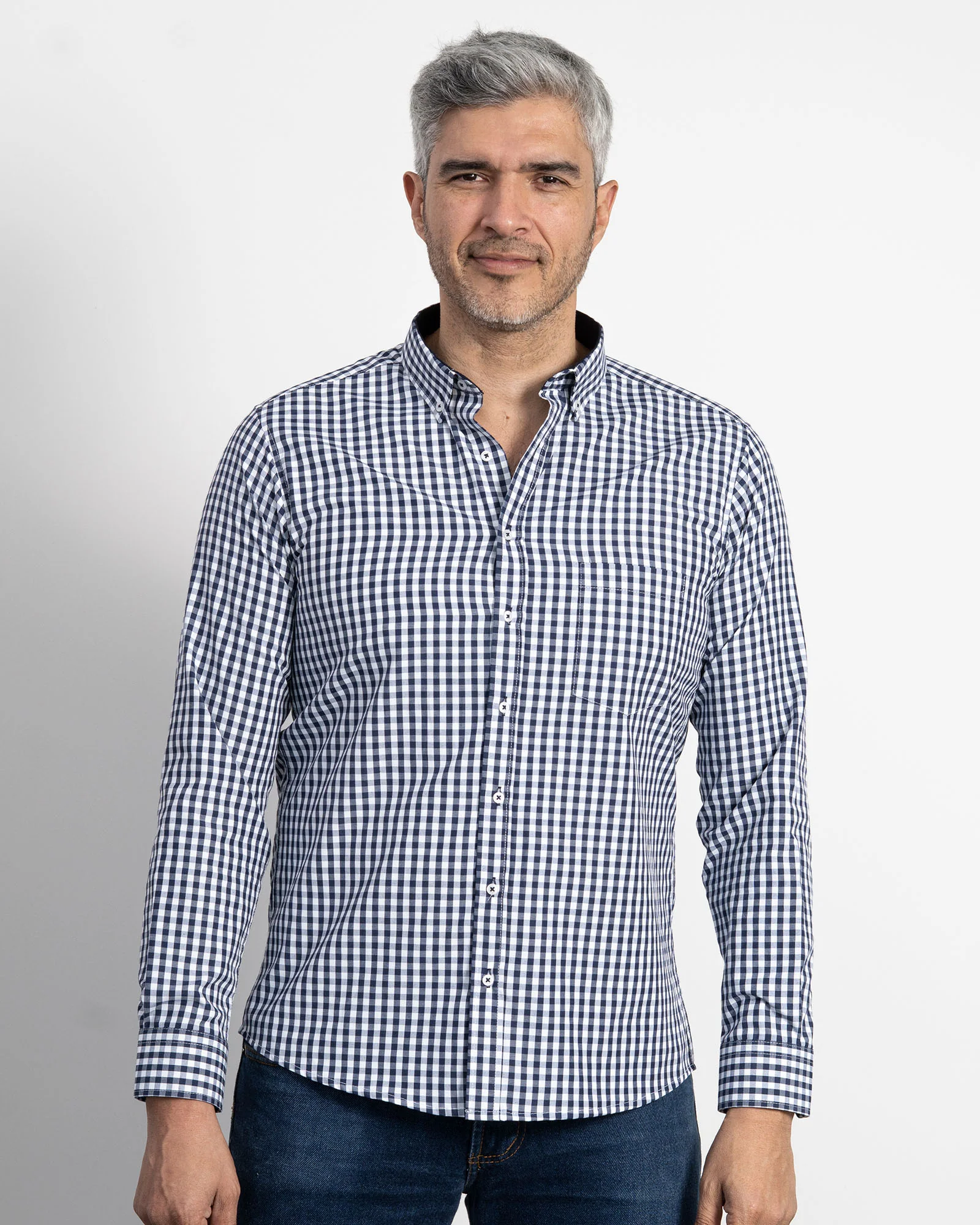 Camisa Cuadros Unicolor Azul Oscura - Image 6