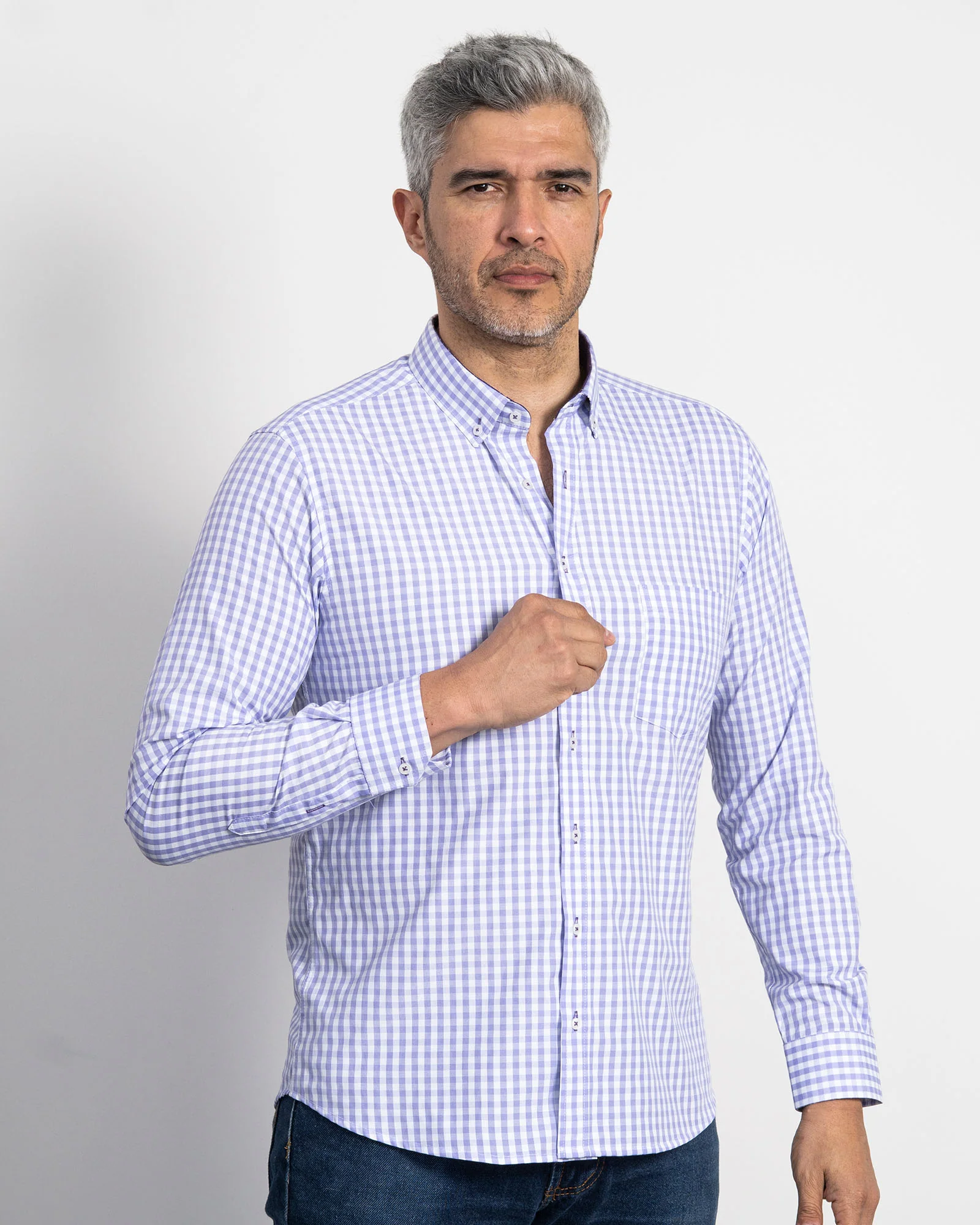 Camisa Cuadros Unicolor Lila - Image 6