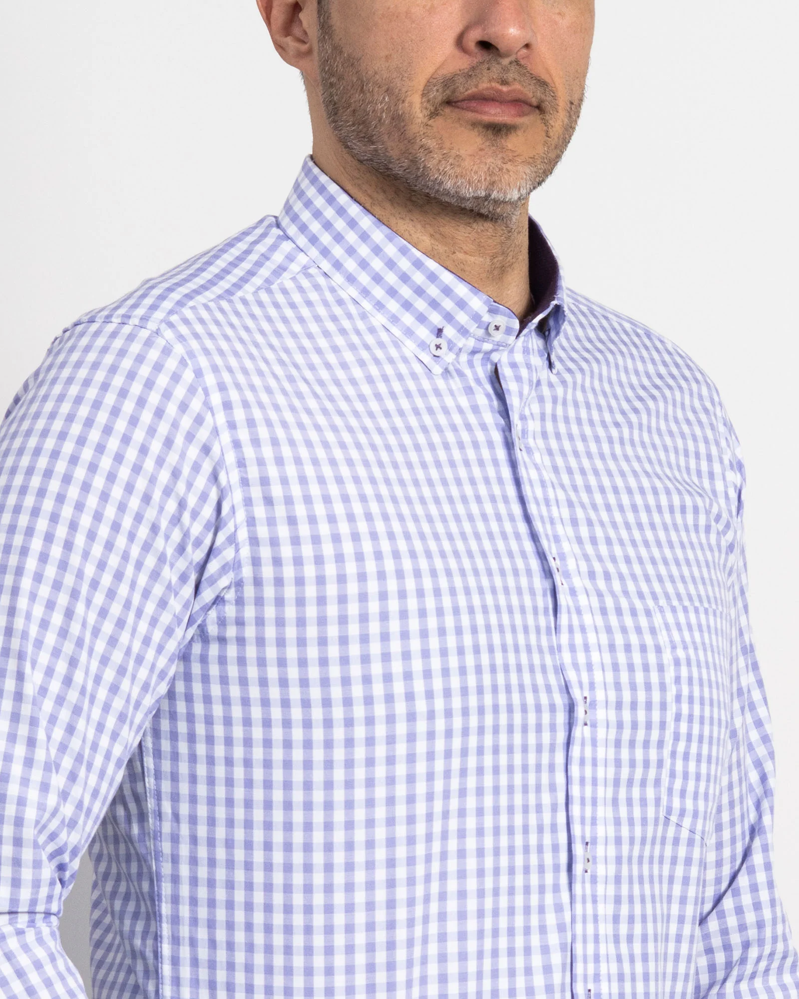 Camisa Cuadros Unicolor Lila - Image 7
