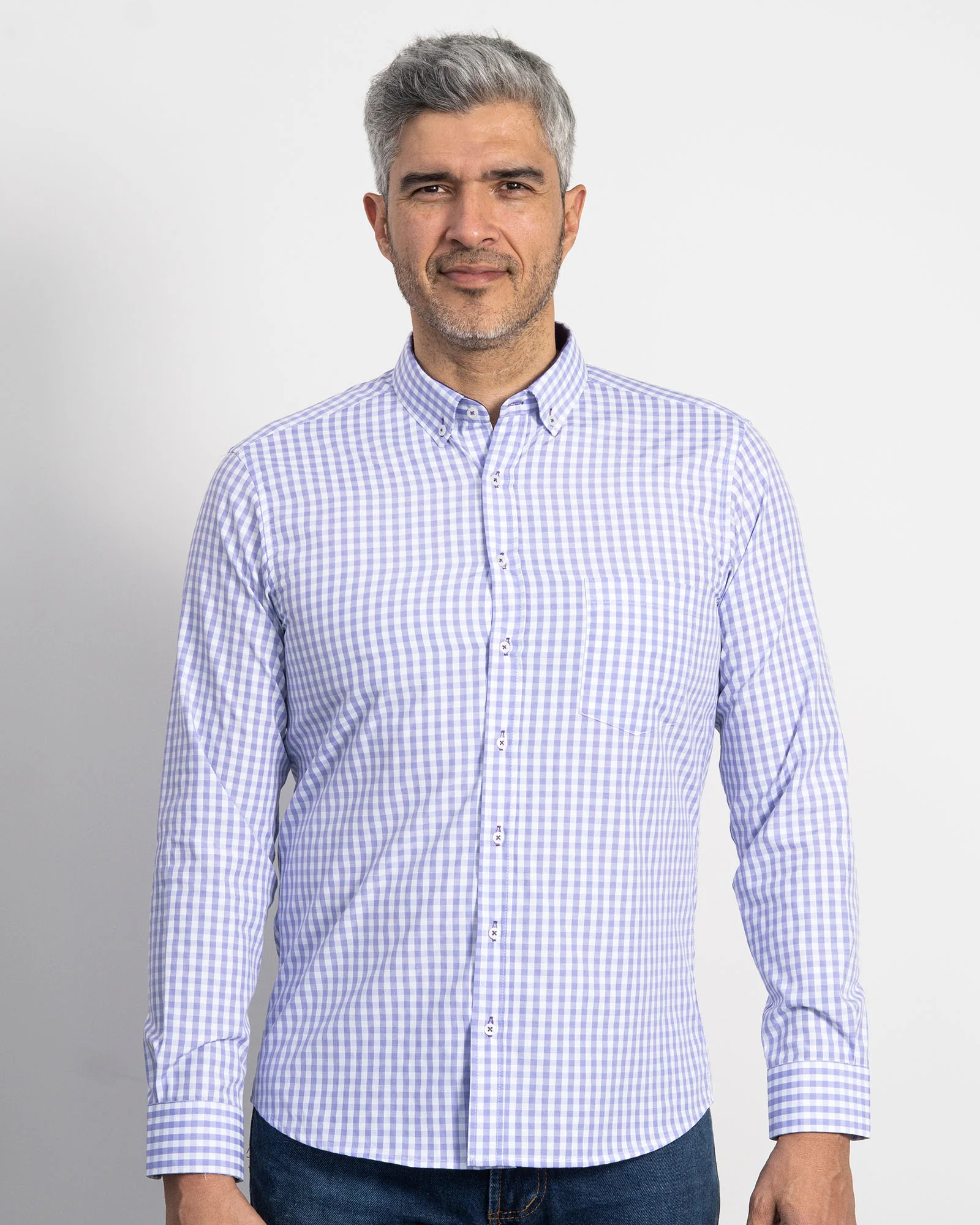 Camisa Cuadros Unicolor Lila - Image 9