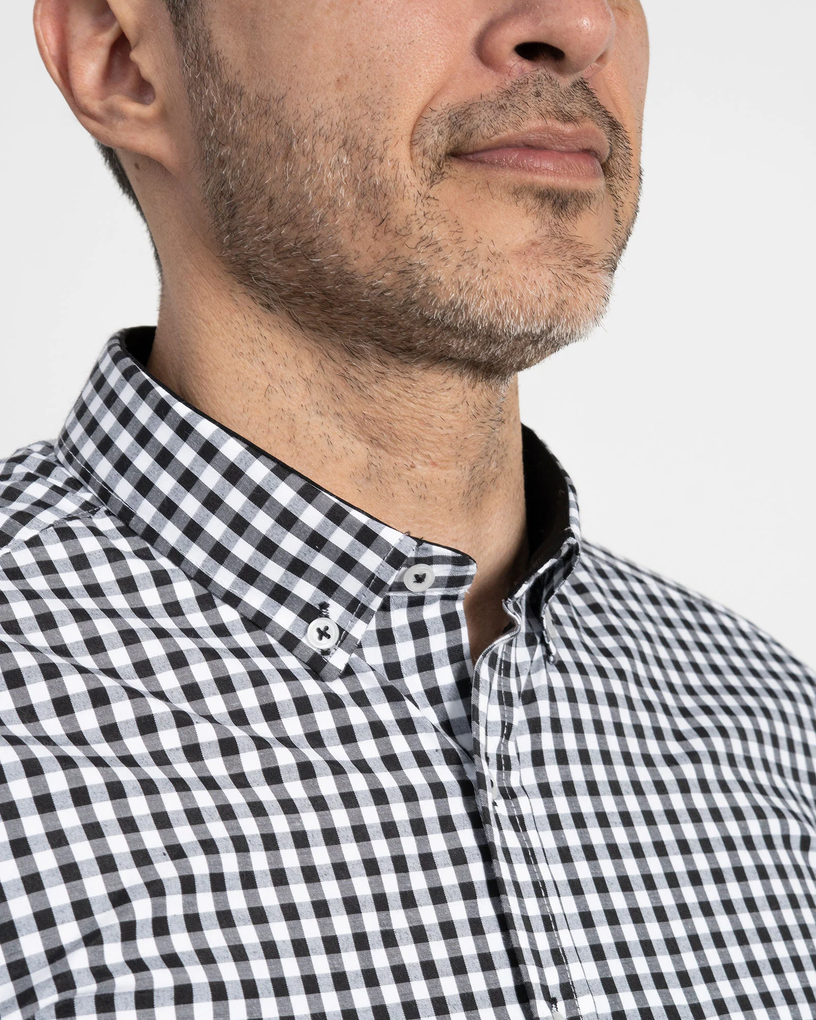 Camisa Cuadros Unicolor Negra - Image 3