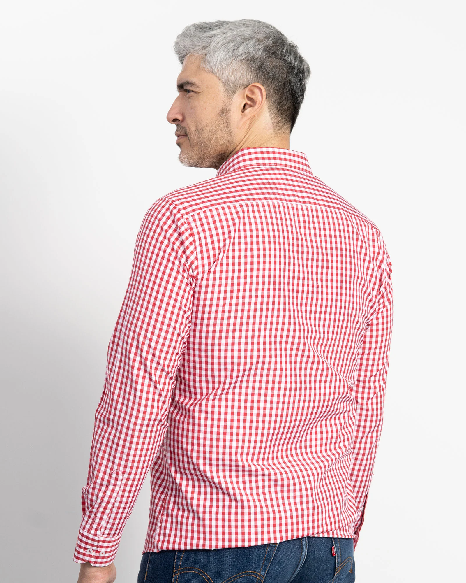 Camisa Cuadros Unicolor Roja - Image 3