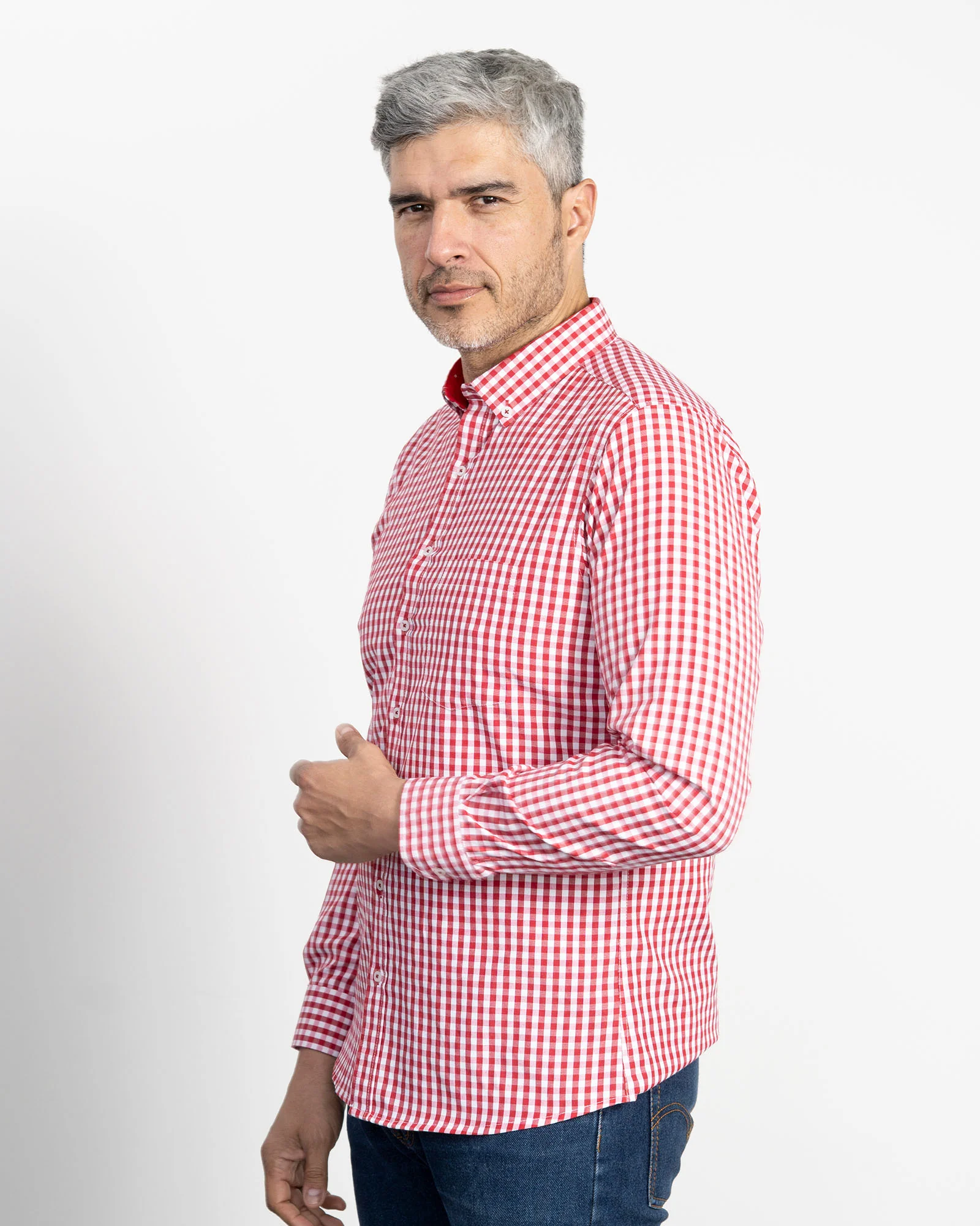 Camisa Cuadros Unicolor Roja - Image 7