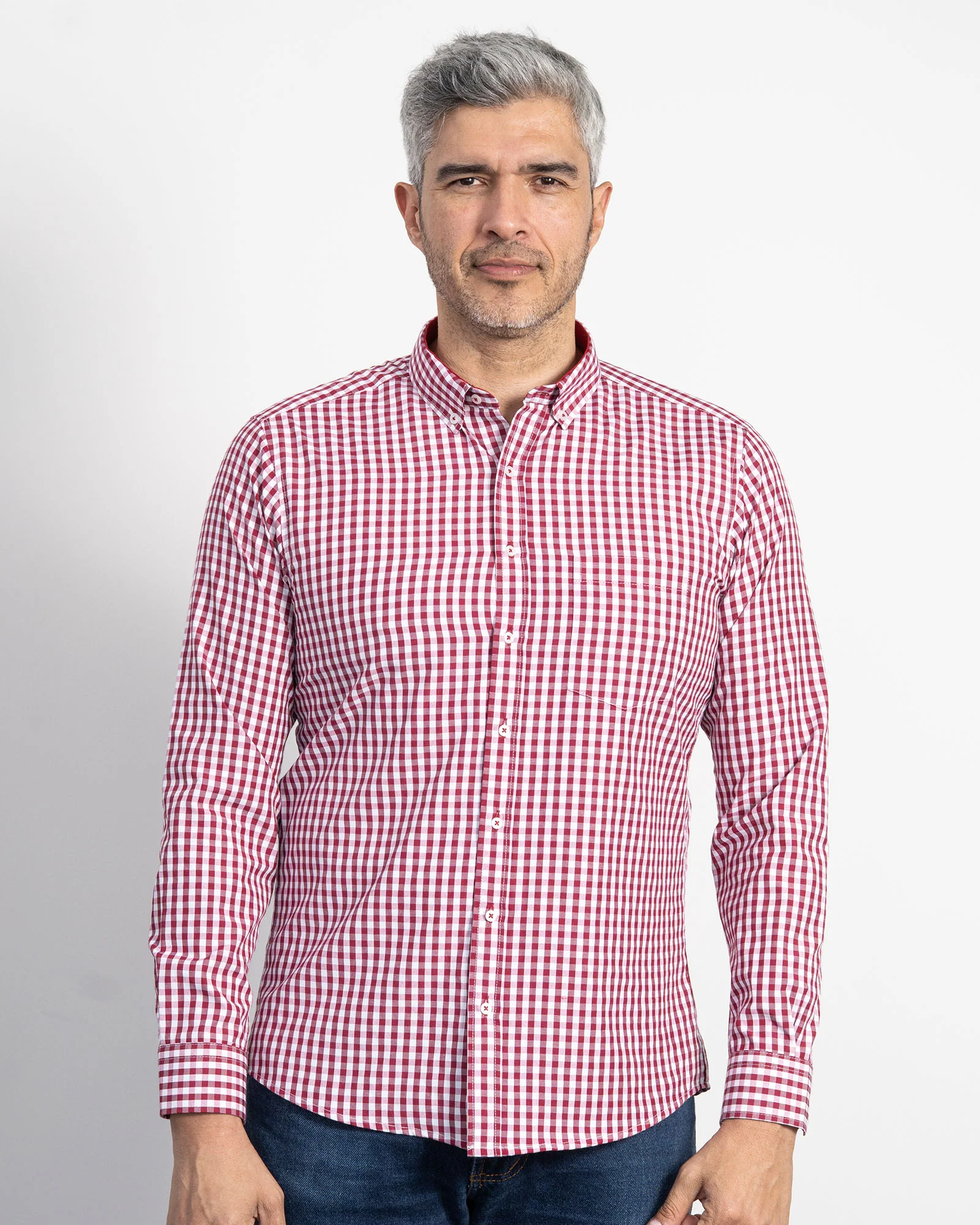 Camisa Cuadros Unicolor Vino Tinto - Image 5