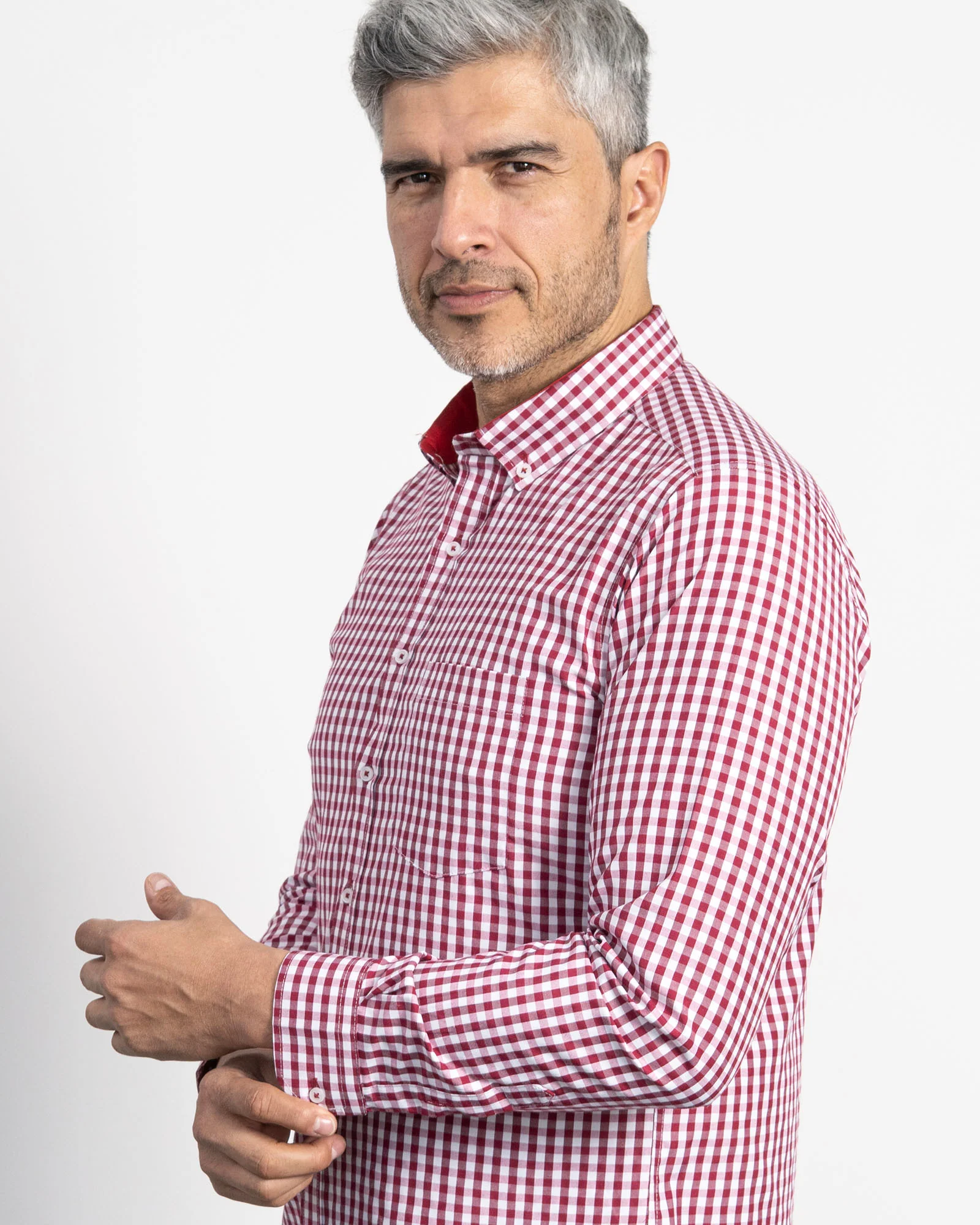 Camisa Cuadros Unicolor Vino Tinto - Image 6