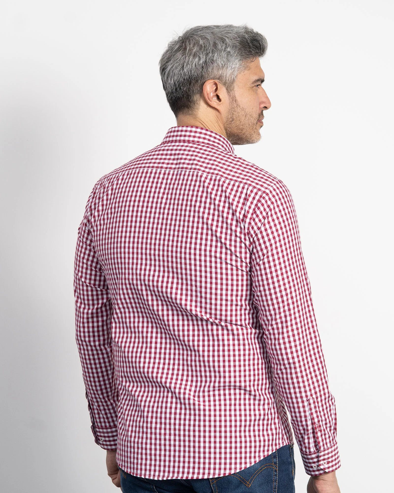 Camisa Cuadros Unicolor Vino Tinto - Image 7