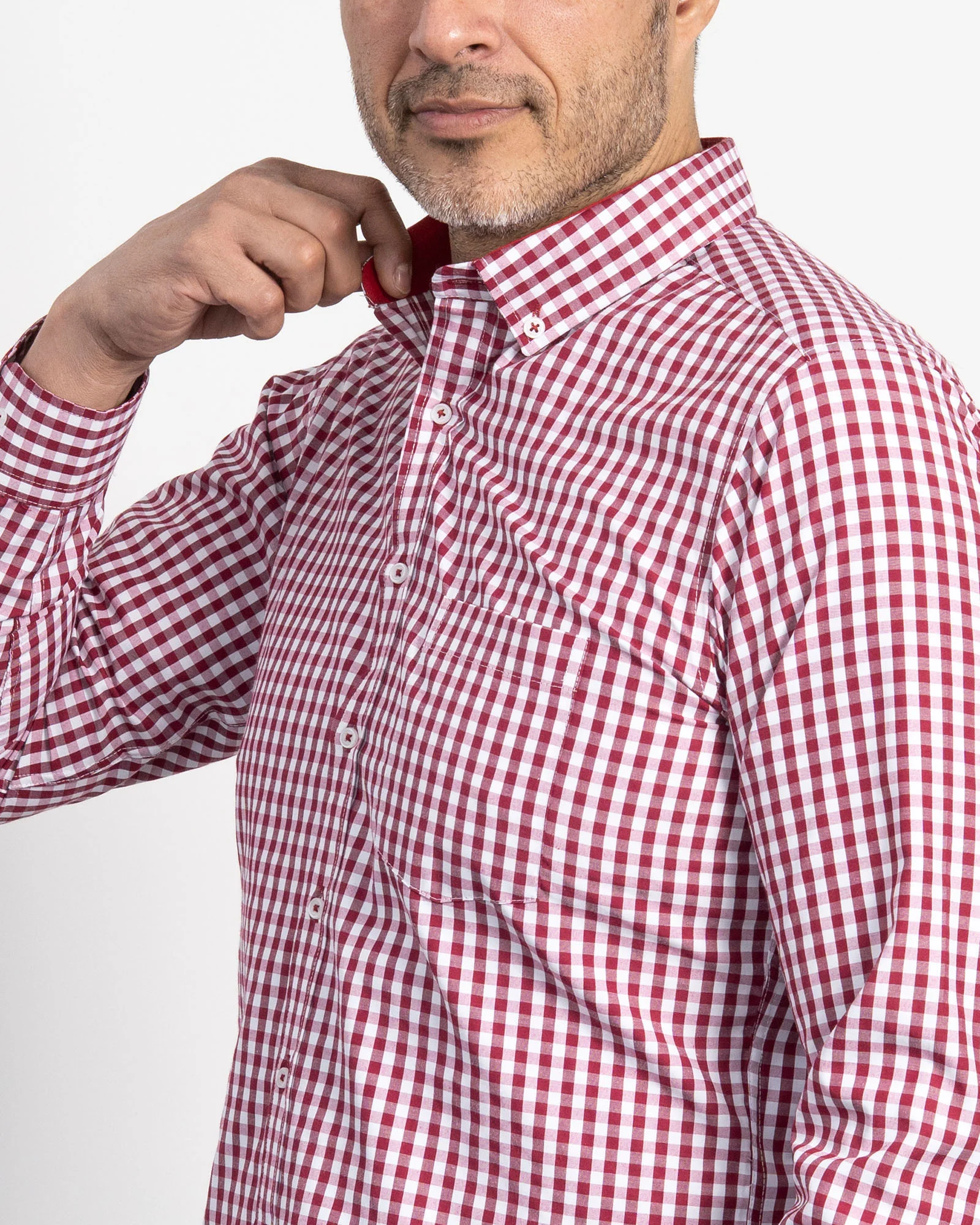 Camisa Cuadros Unicolor Vino Tinto - Image 8
