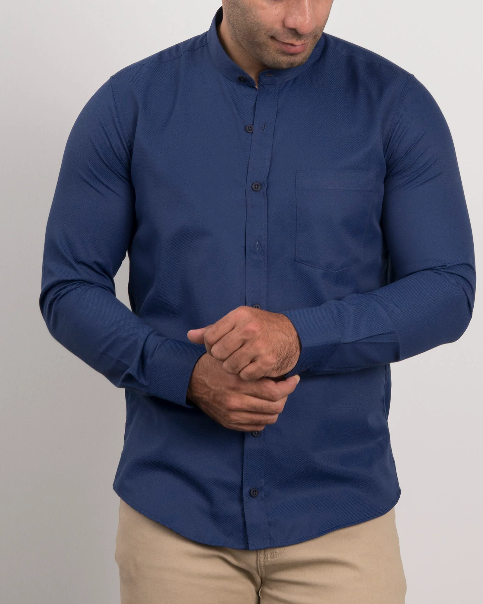 Camisa Cuello Mao Azul Oscuro - Image 4