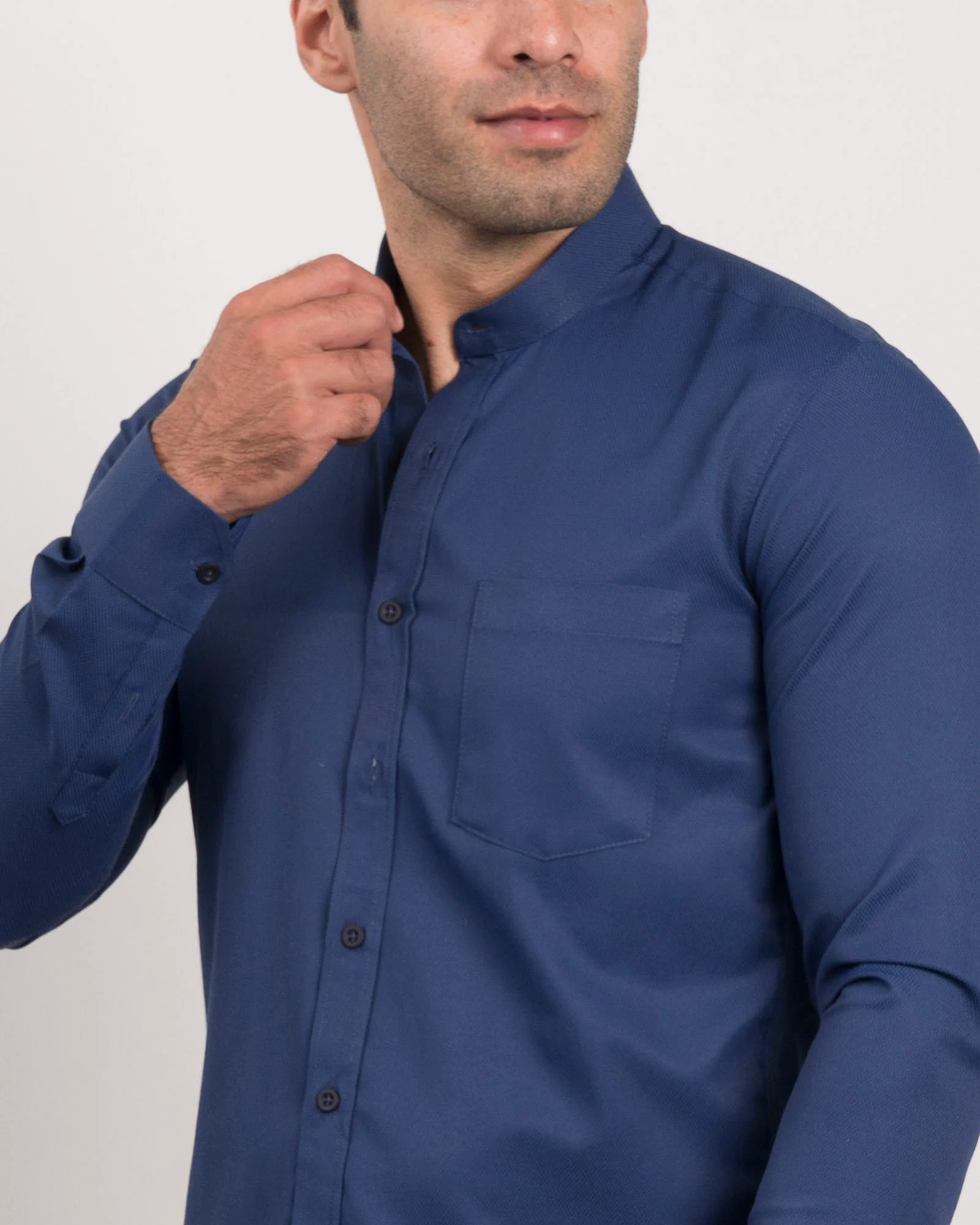 Camisa Cuello Mao Azul Oscuro - Image 5