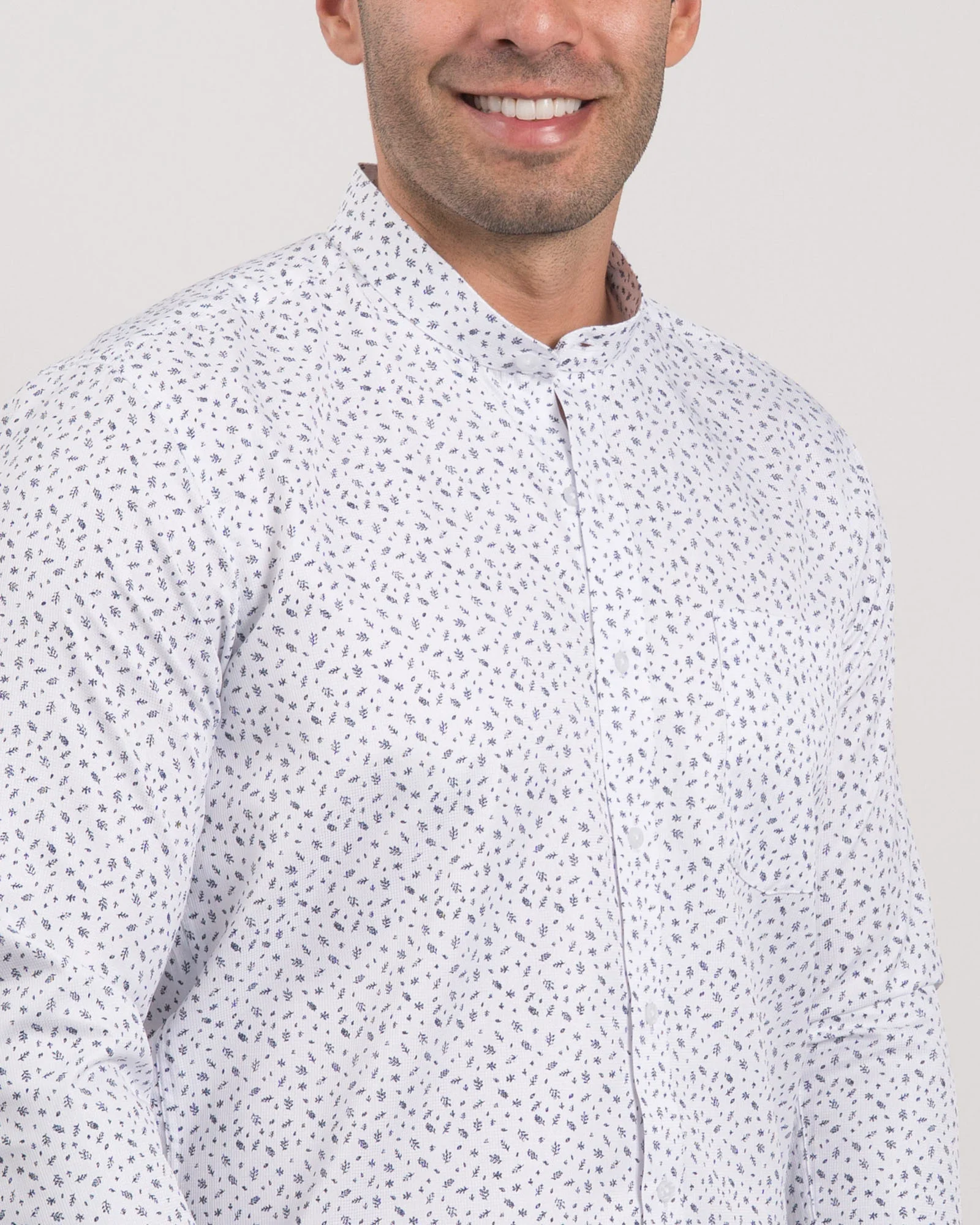 Camisa Cuello Mao Blanca Print - Image 4