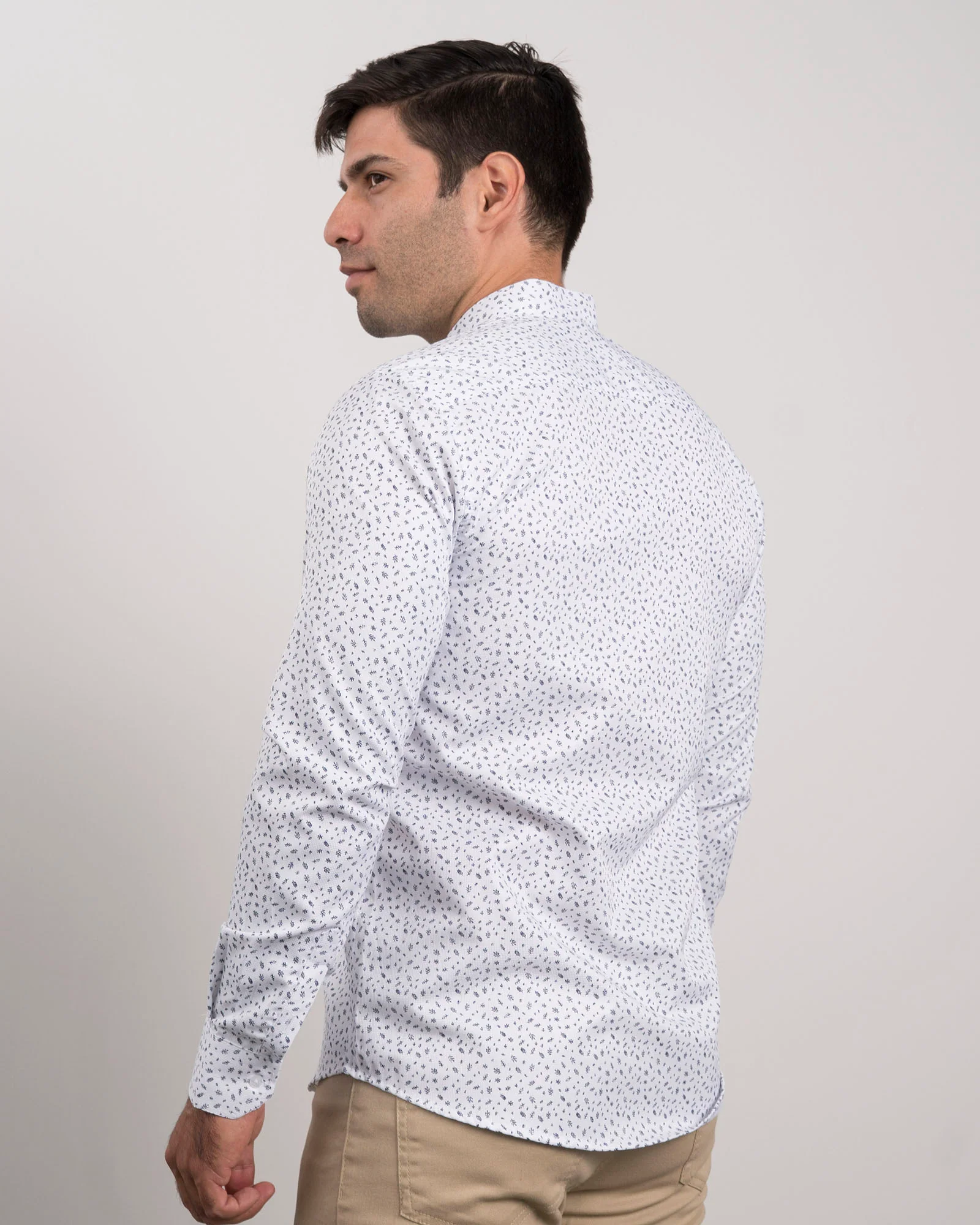 Camisa Cuello Mao Blanca Print - Image 6