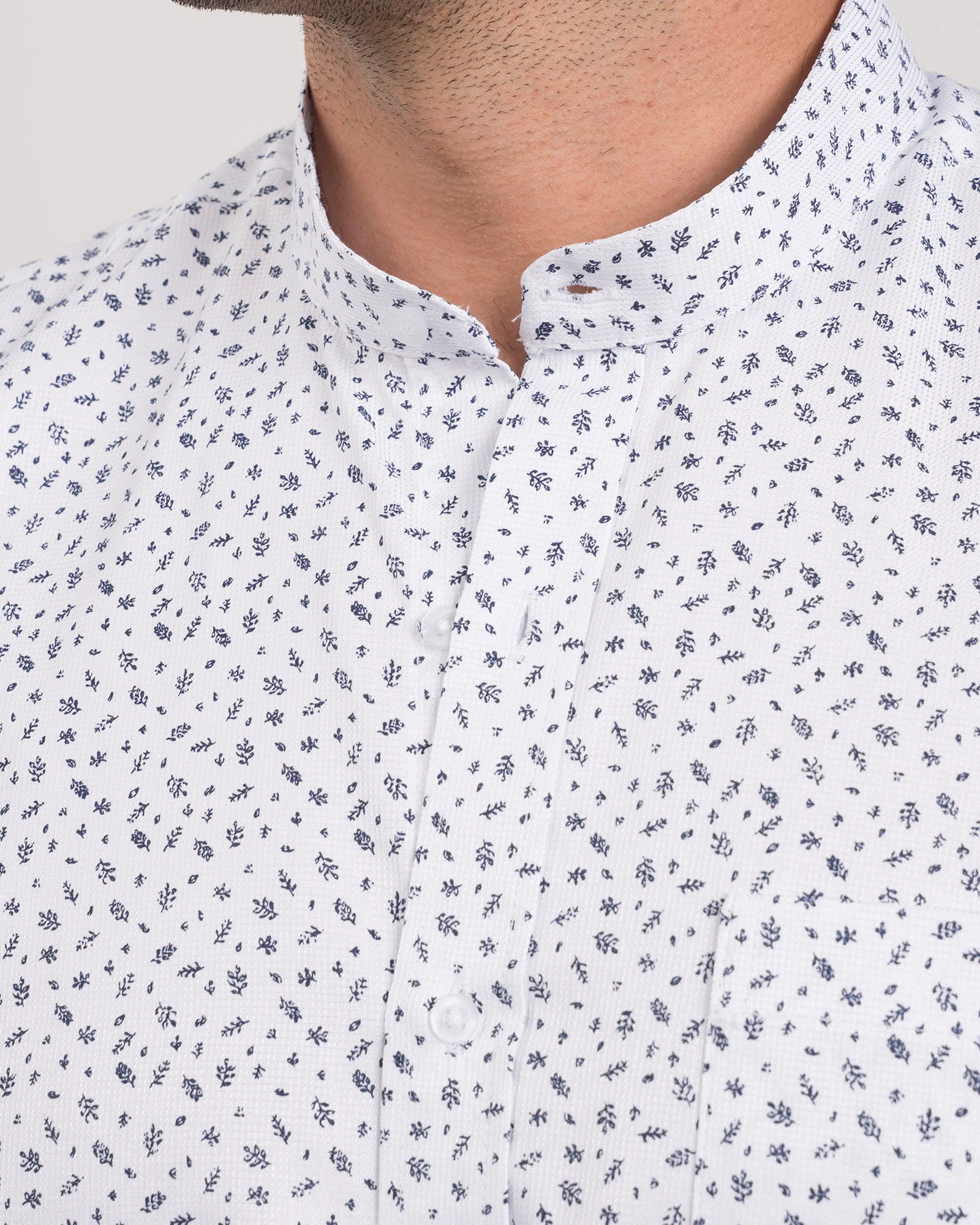 Camisa Cuello Mao Blanca Print - Image 8