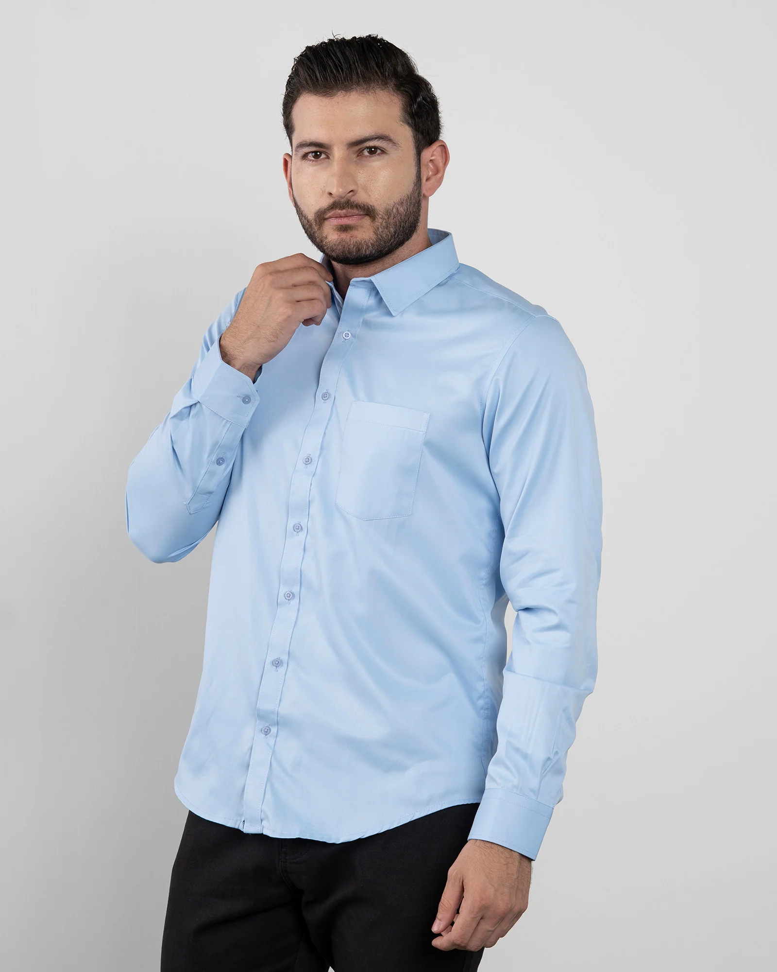 Camisa Formal Satin Azul Cielo - Image 3