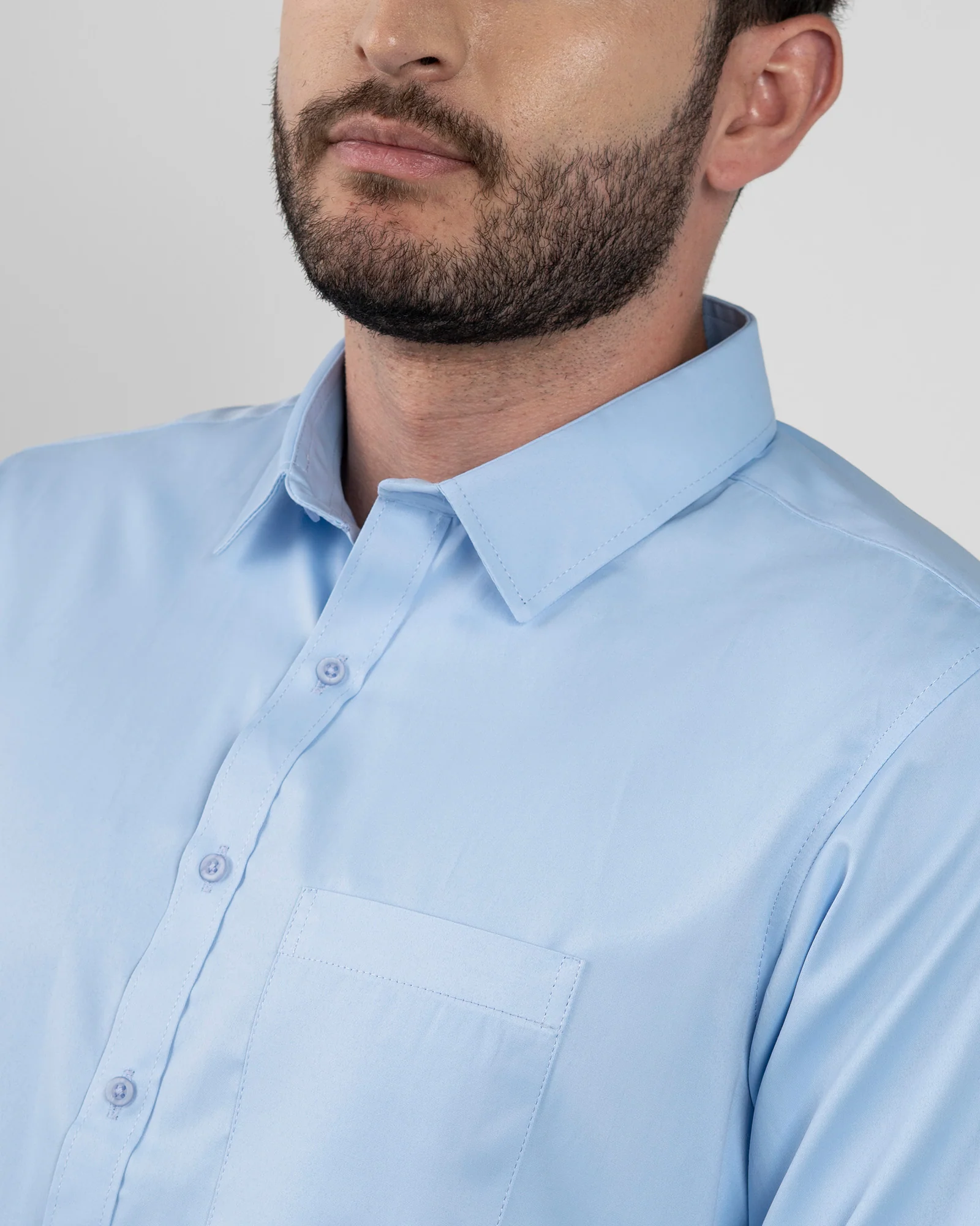Camisa Formal Satin Azul Cielo - Image 5