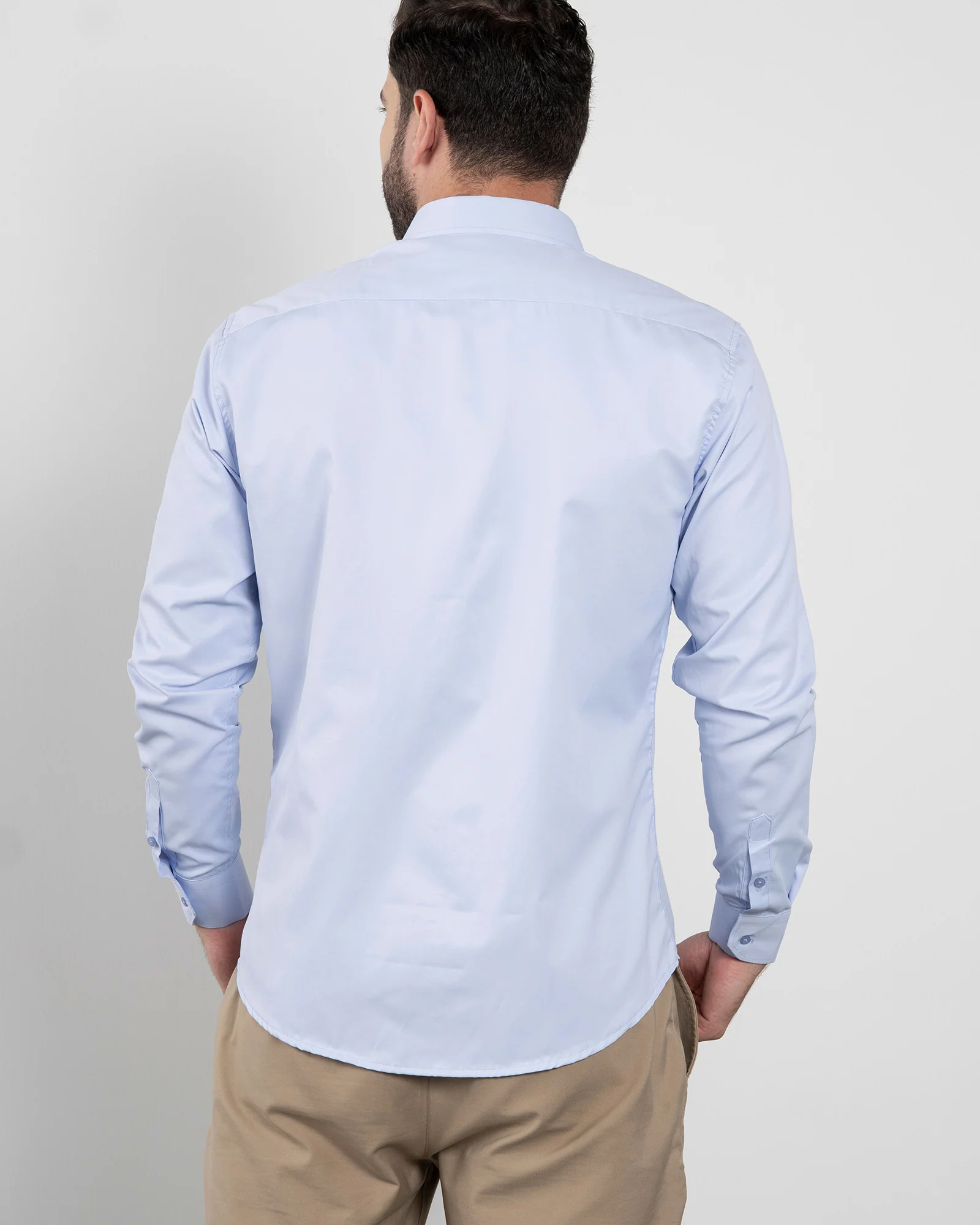 Camisa Formal Satín Azul Clara - Image 4