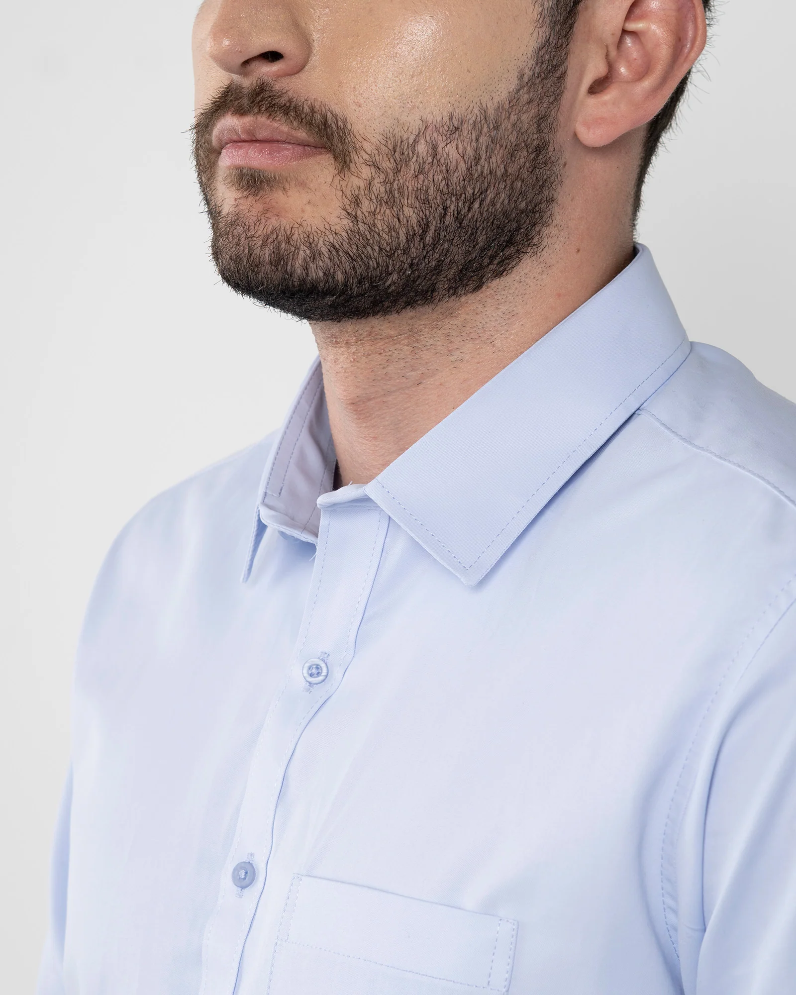 Camisa Formal Satín Azul Clara - Image 6
