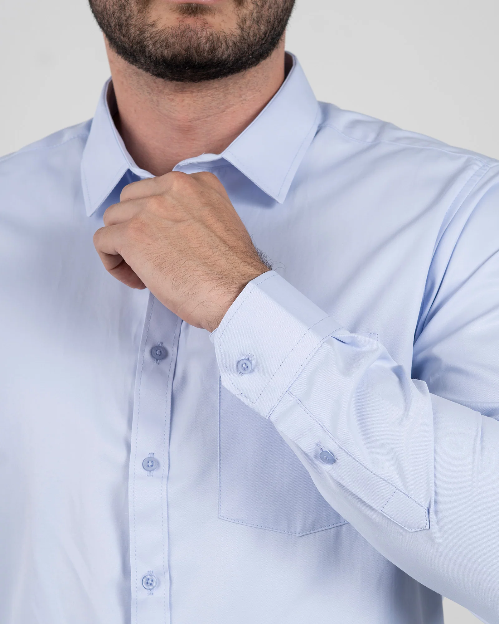 Camisa Formal Satín Azul Clara - Image 7