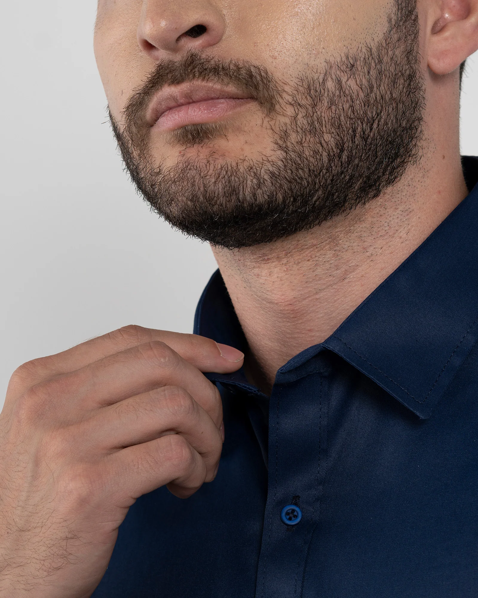 Camisa Formal Satín Azul Oscura - Image 8
