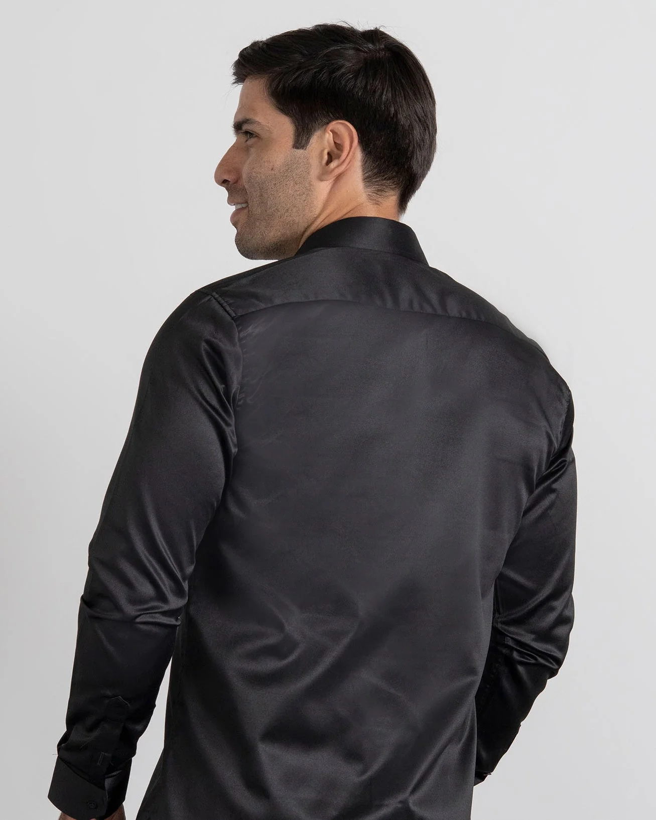 Camisa Formal Satín Negra - Image 4