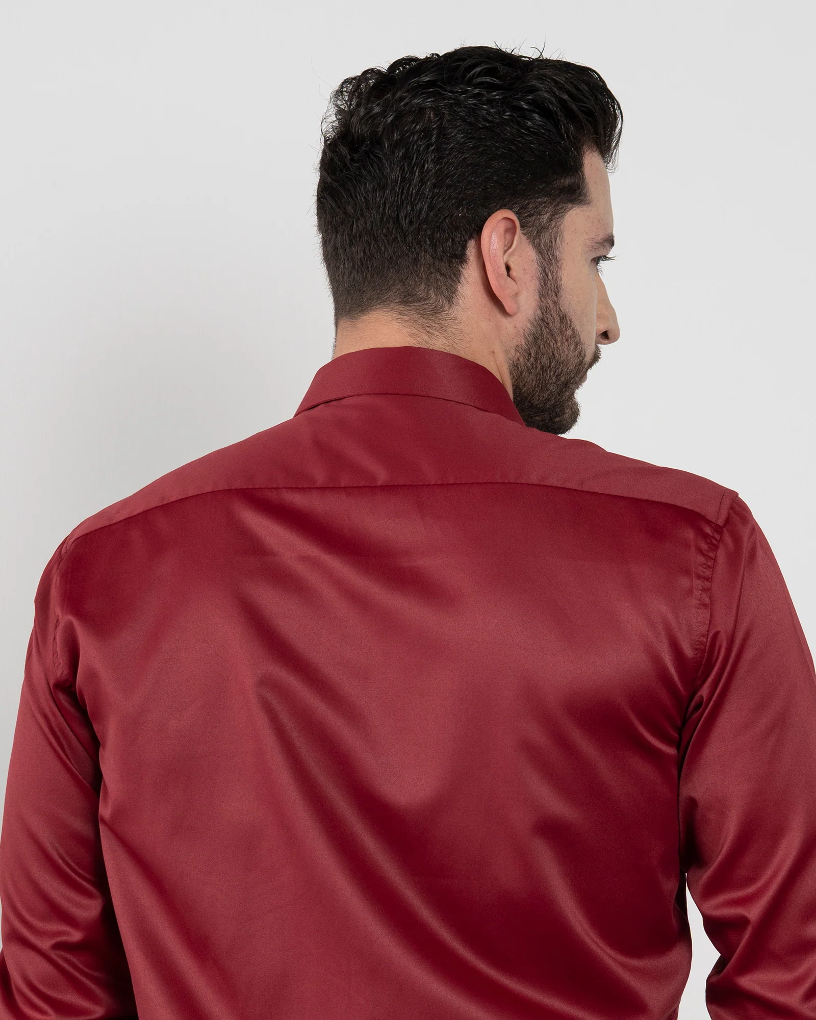 Camisa Formal Satín Vino Tinto - Image 5