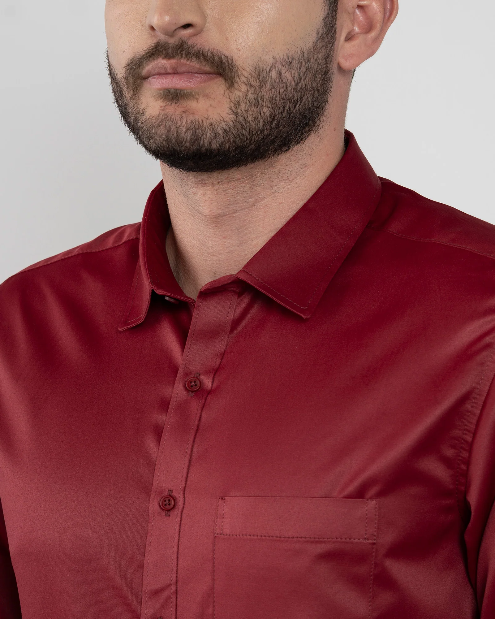 Camisa Formal Satín Vino Tinto - Image 7