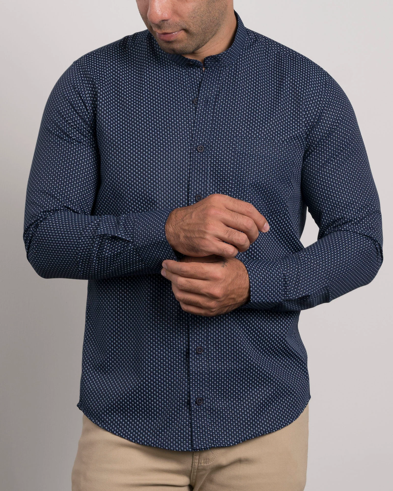 Camisa Print Azul Cuello Mao - Image 4