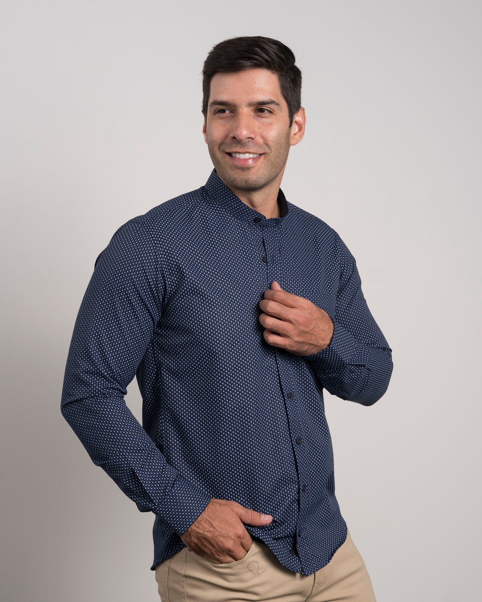 Camisa Print Azul Cuello Mao - Image 5