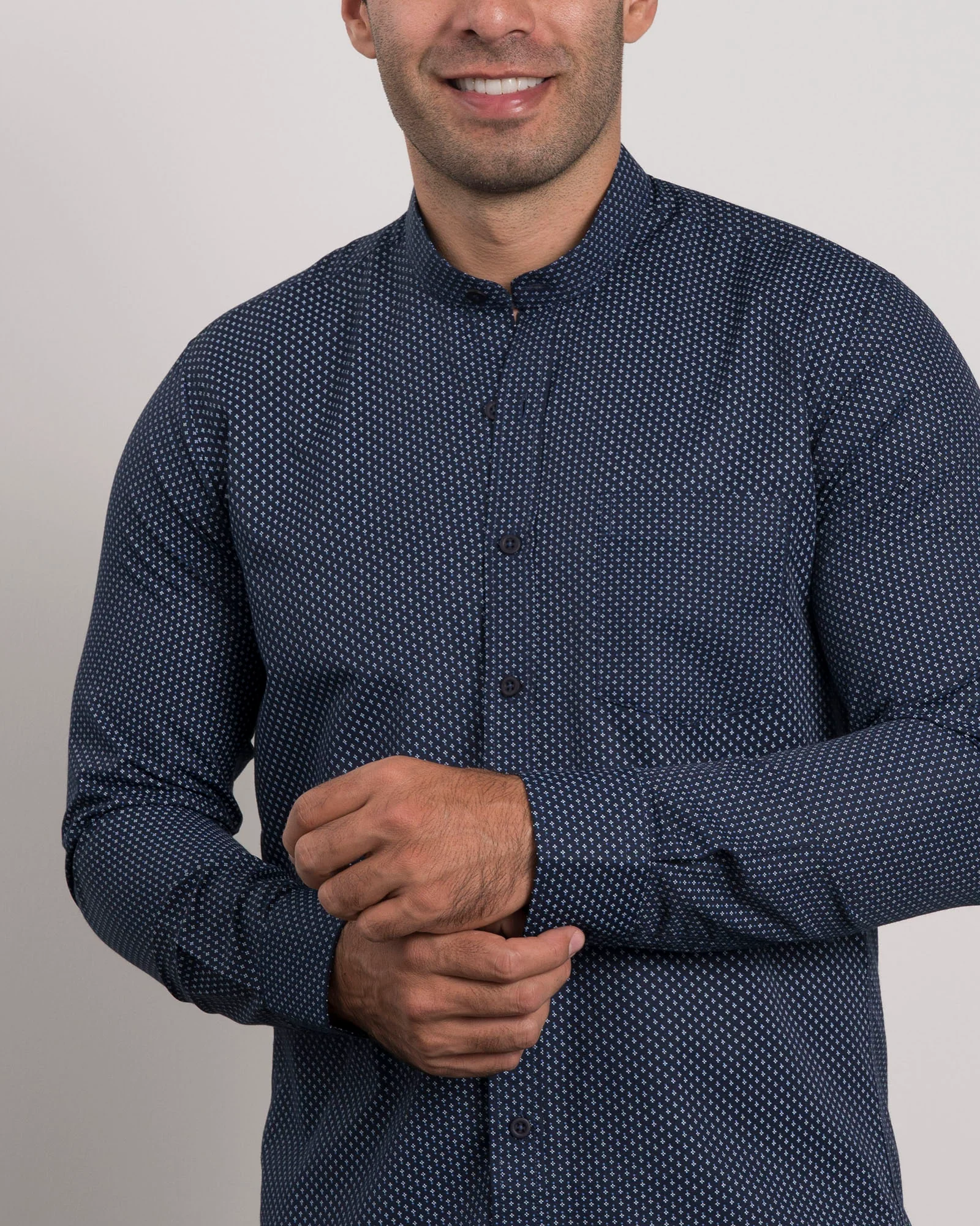 Camisa Print Azul Cuello Mao - Image 6