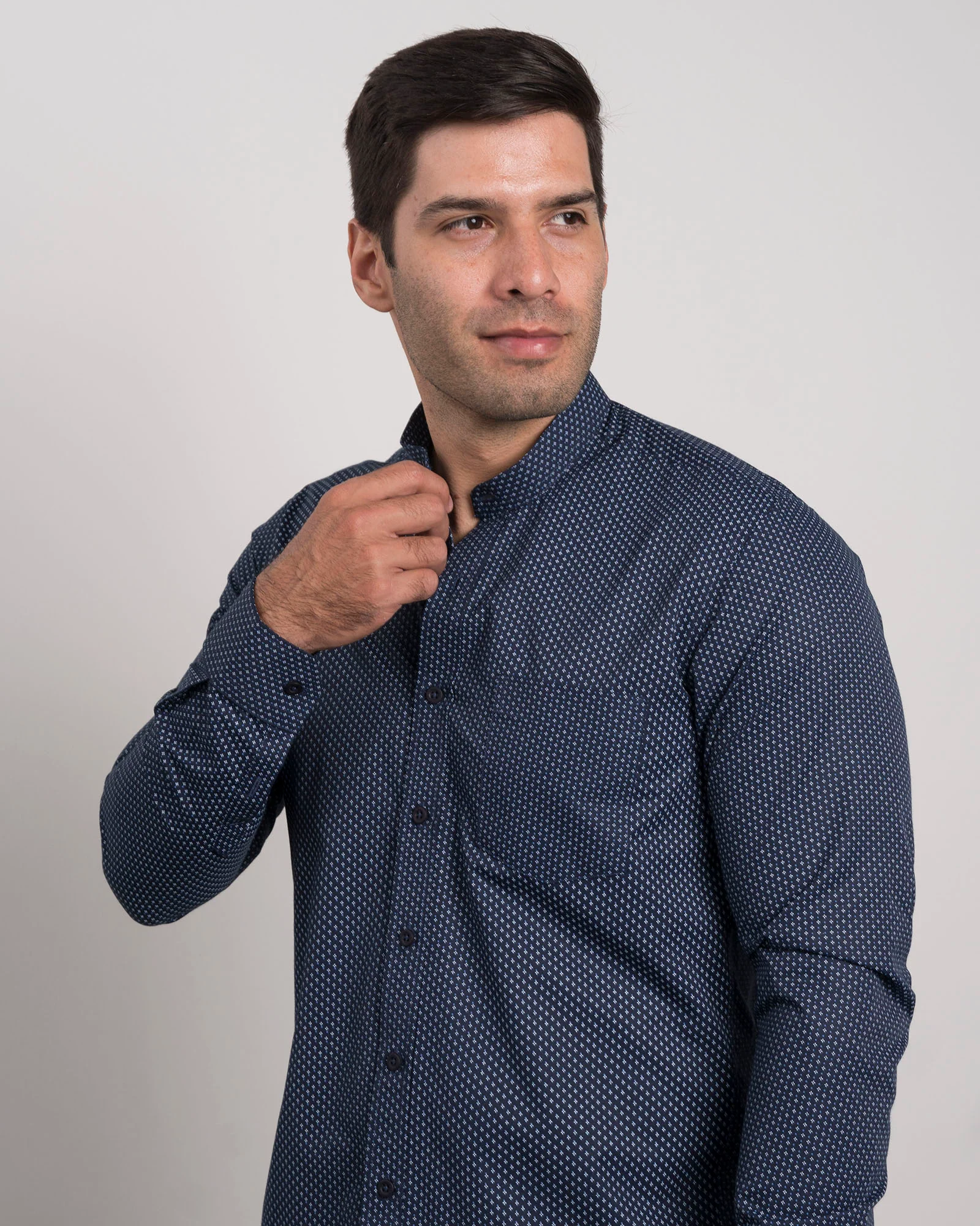 Camisa Print Azul Cuello Mao - Image 7