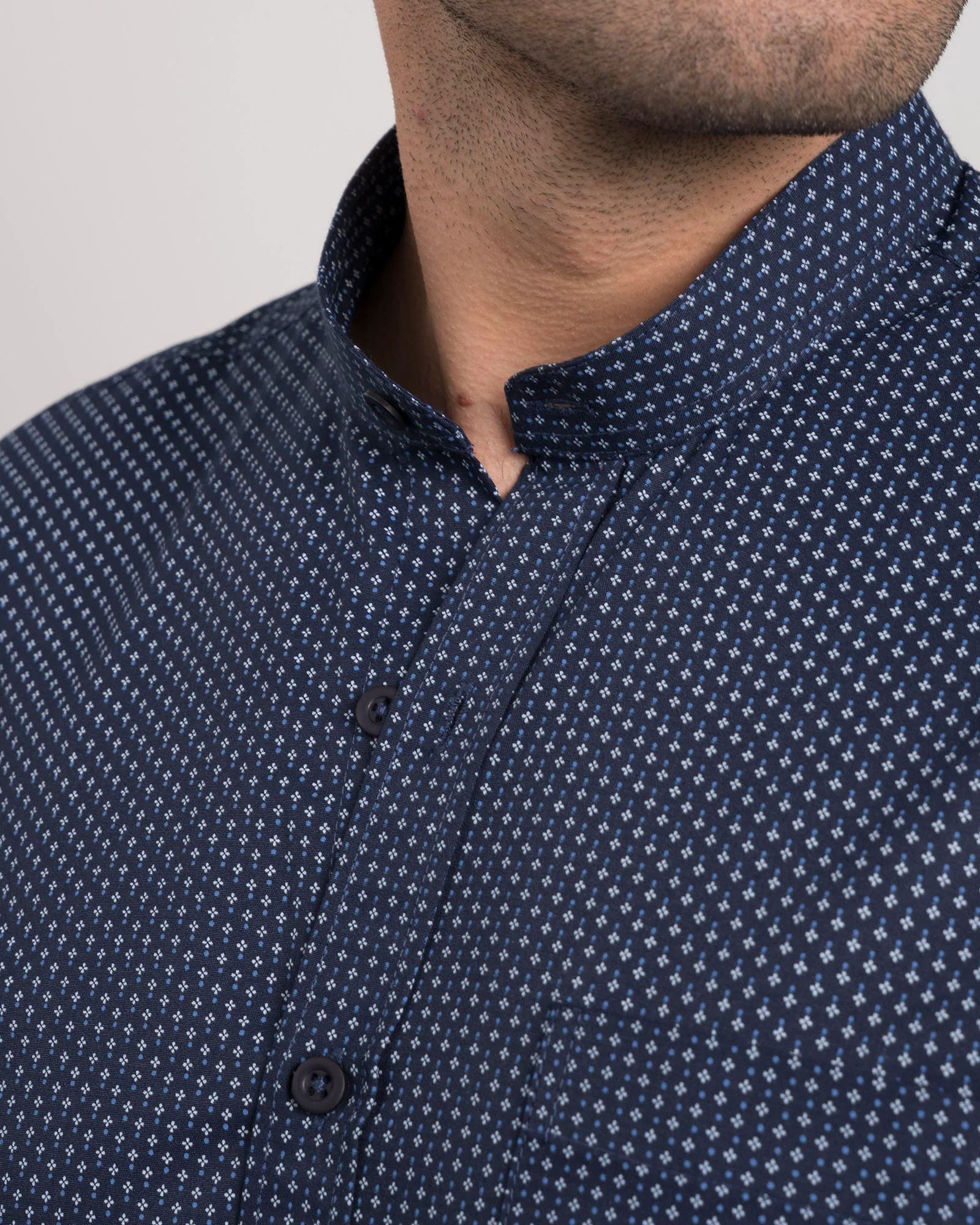 Camisa Print Azul Cuello Mao - Image 9