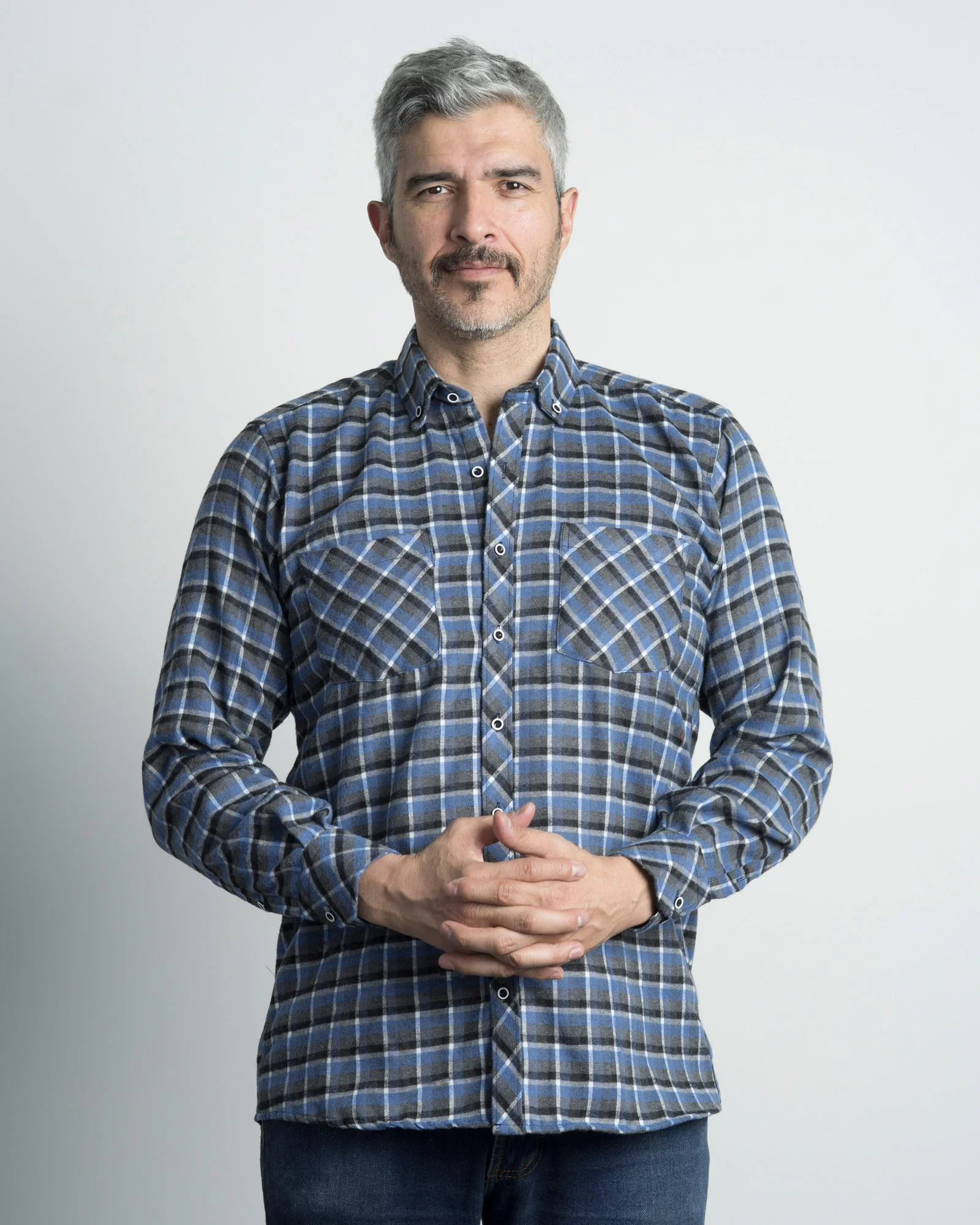 Camisa Leñadora Cuadros Gris y Azul - Image 3