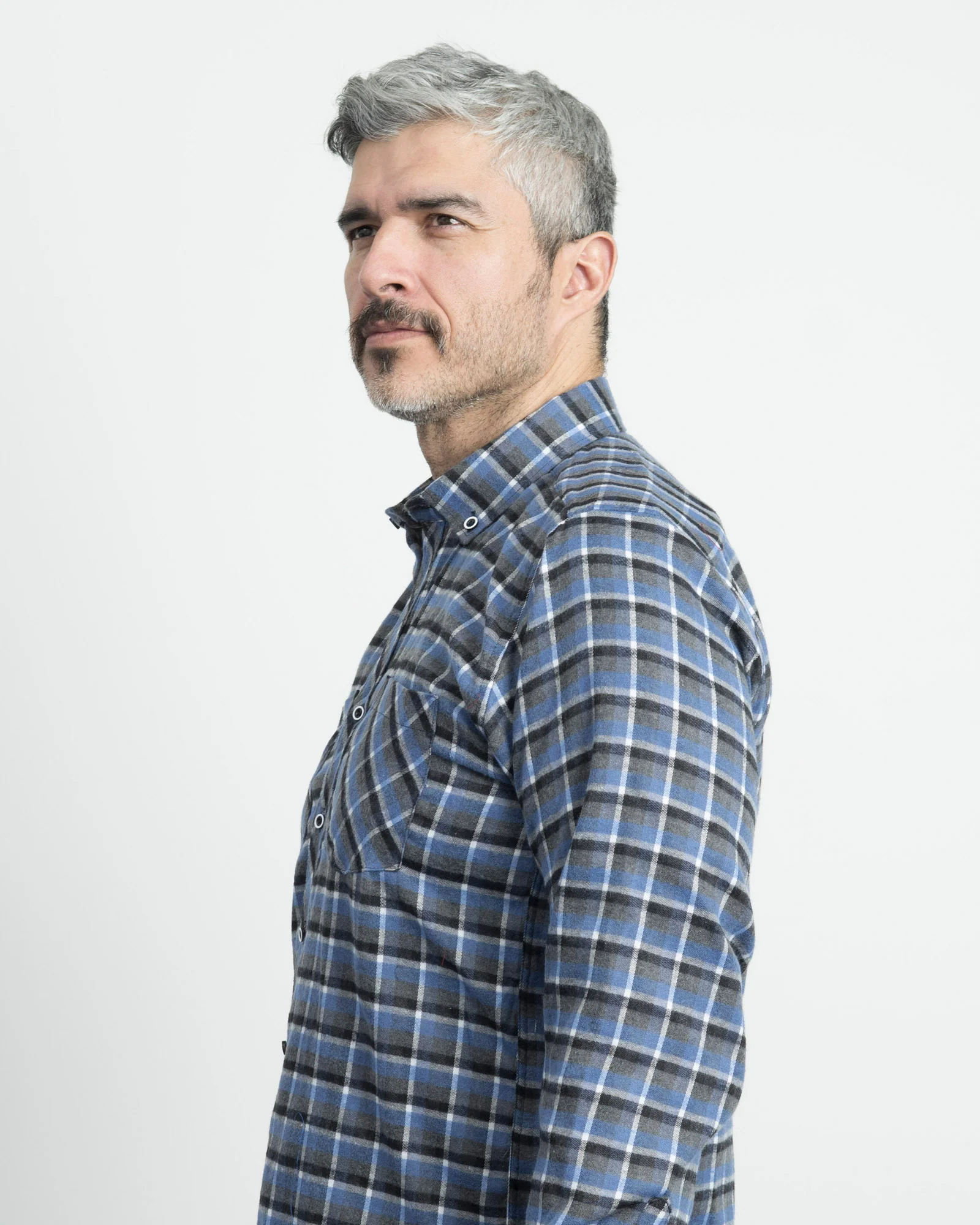Camisa Leñadora Cuadros Gris y Azul - Image 4